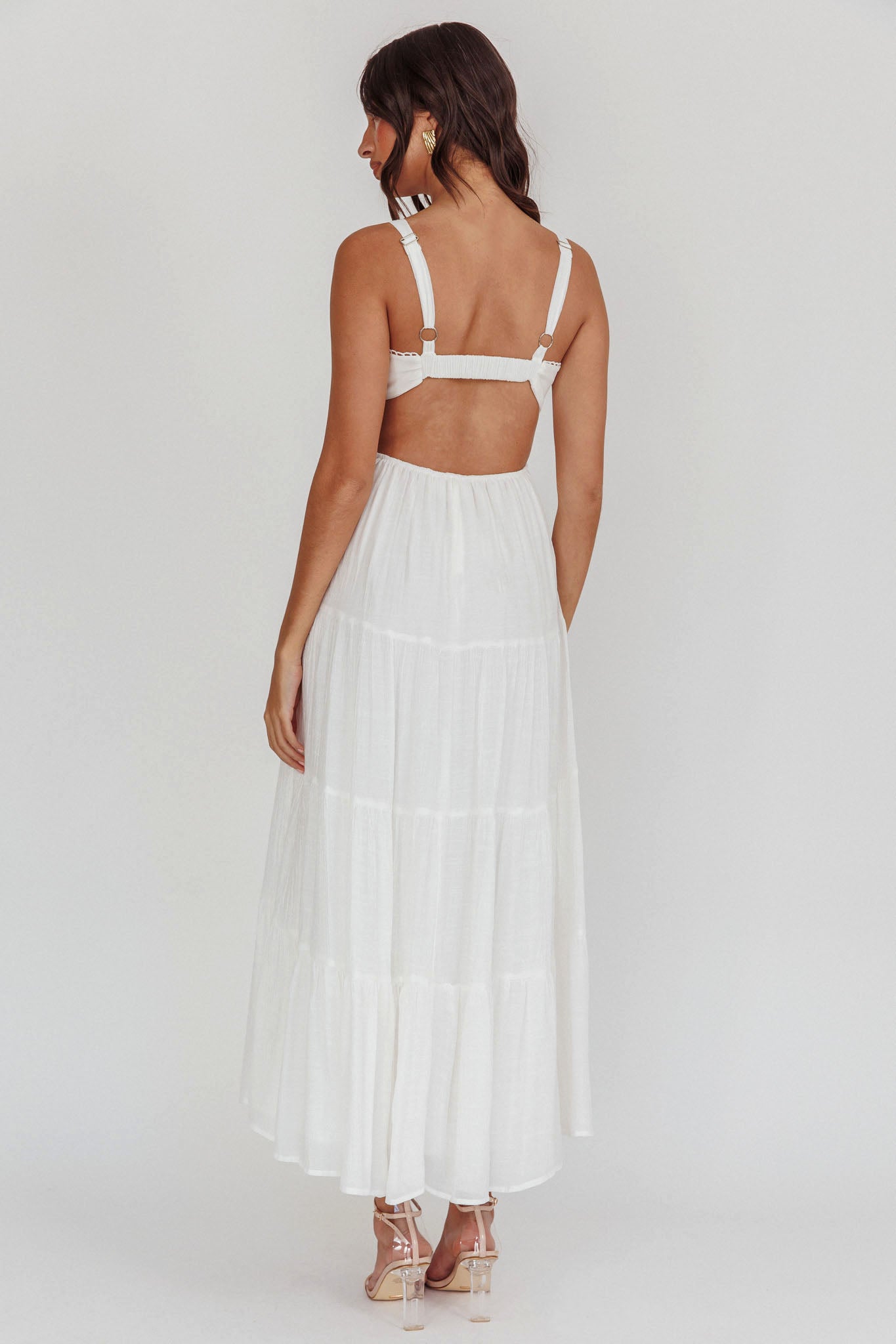 Neptune Cut Out Back A-Line Maxi Dress White by Selfie Leslie Australia