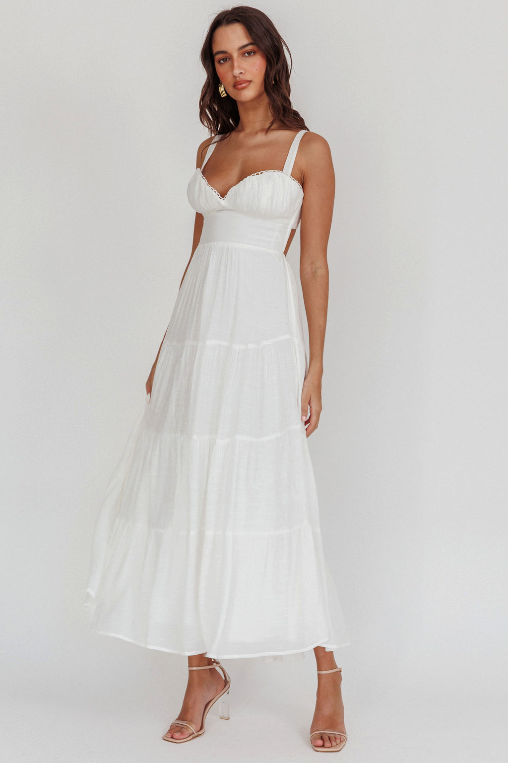 Neptune Cut Out Back A-Line Maxi Dress White by Selfie Leslie Australia