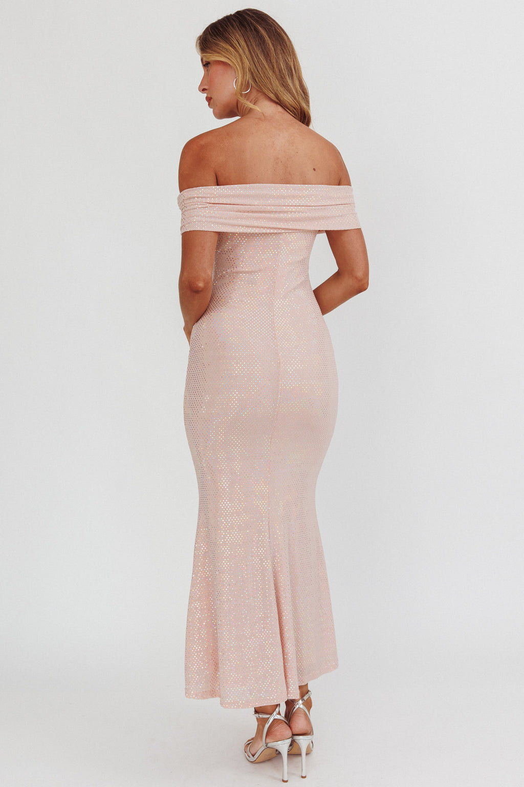 Kailey Off-Shoulder Maxi Dress Spangle Blush by Selfie Leslie Australia