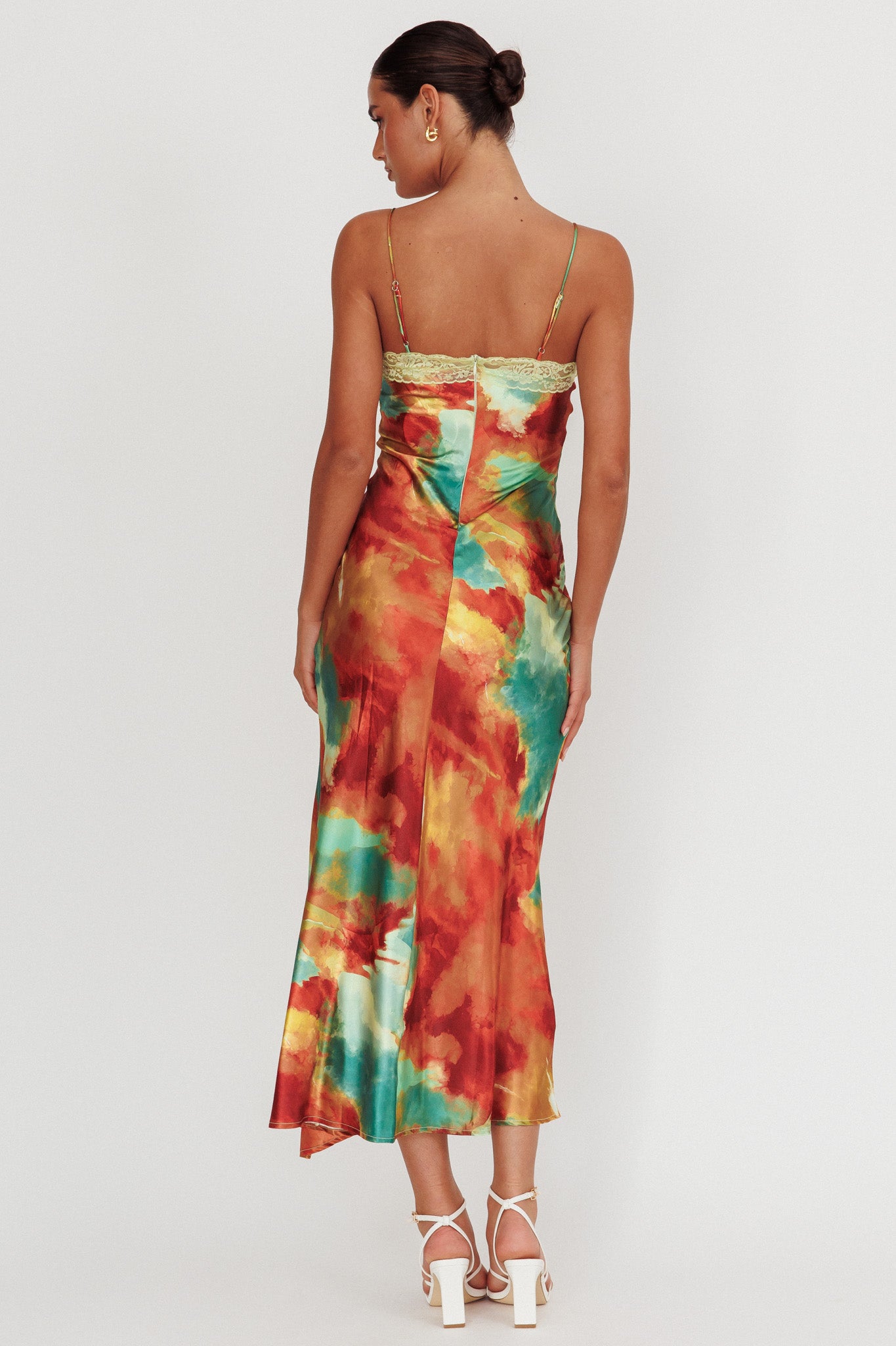 Saga Bust Keyhole Satin Maxi Dress Green by Selfie Leslie Australia