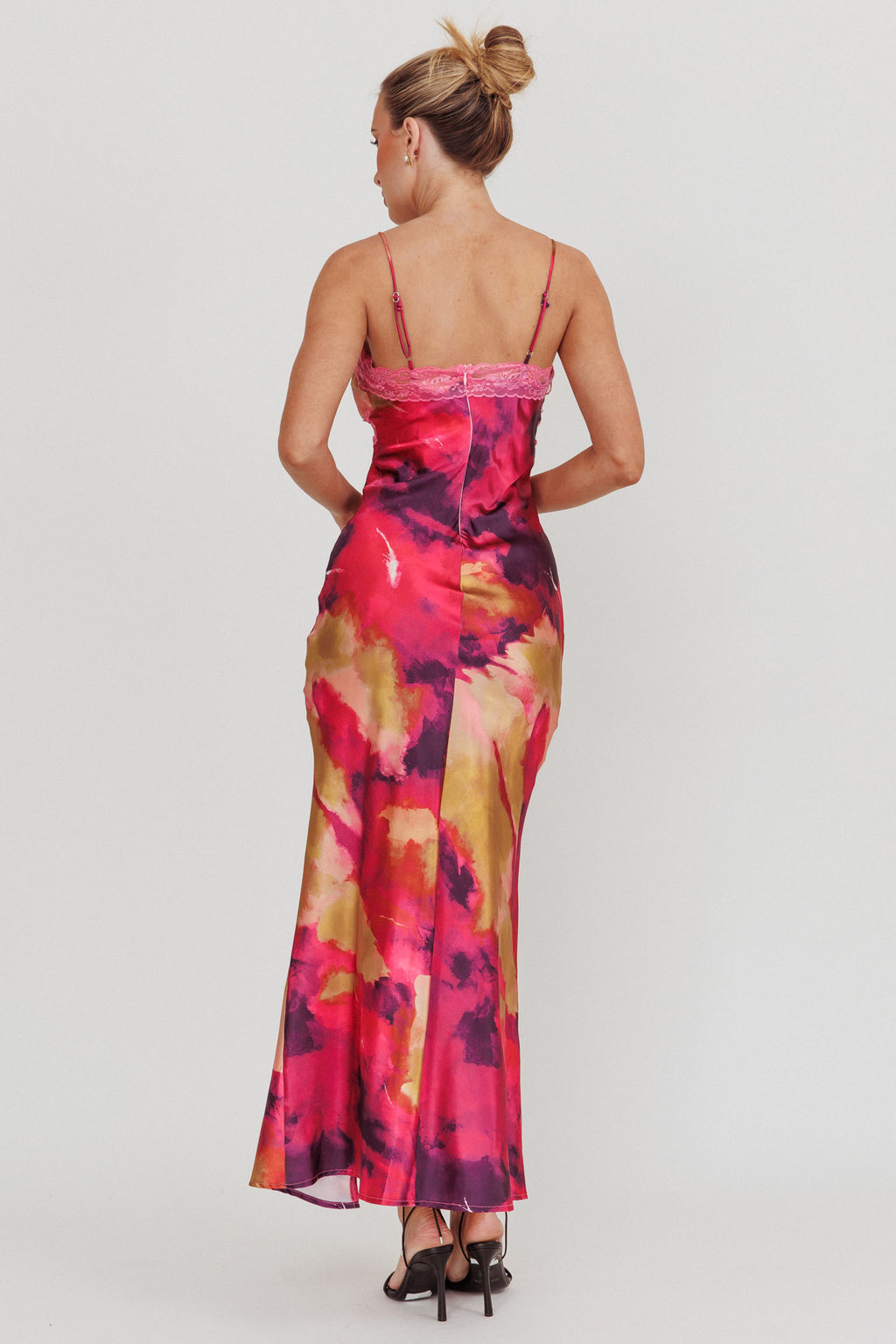Saga Bust Keyhole Satin Maxi Dress Purple by Selfie Leslie Australia