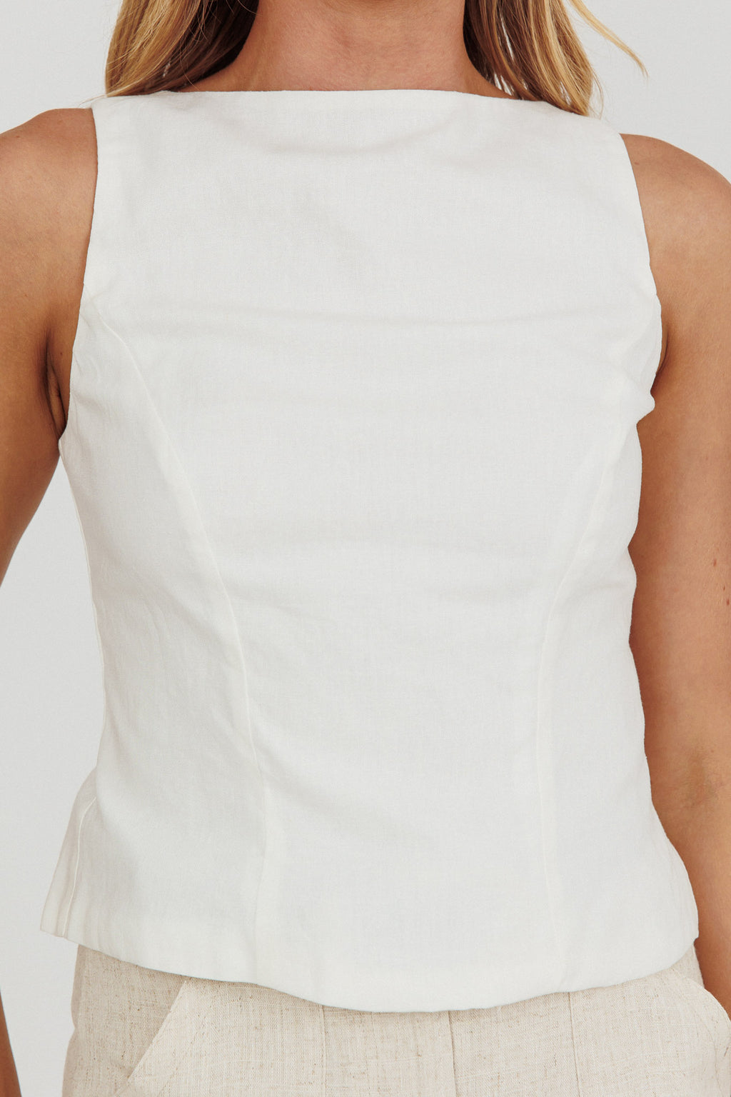Lyre Song Backless Sleeveless Top White by Selfie Leslie Australia