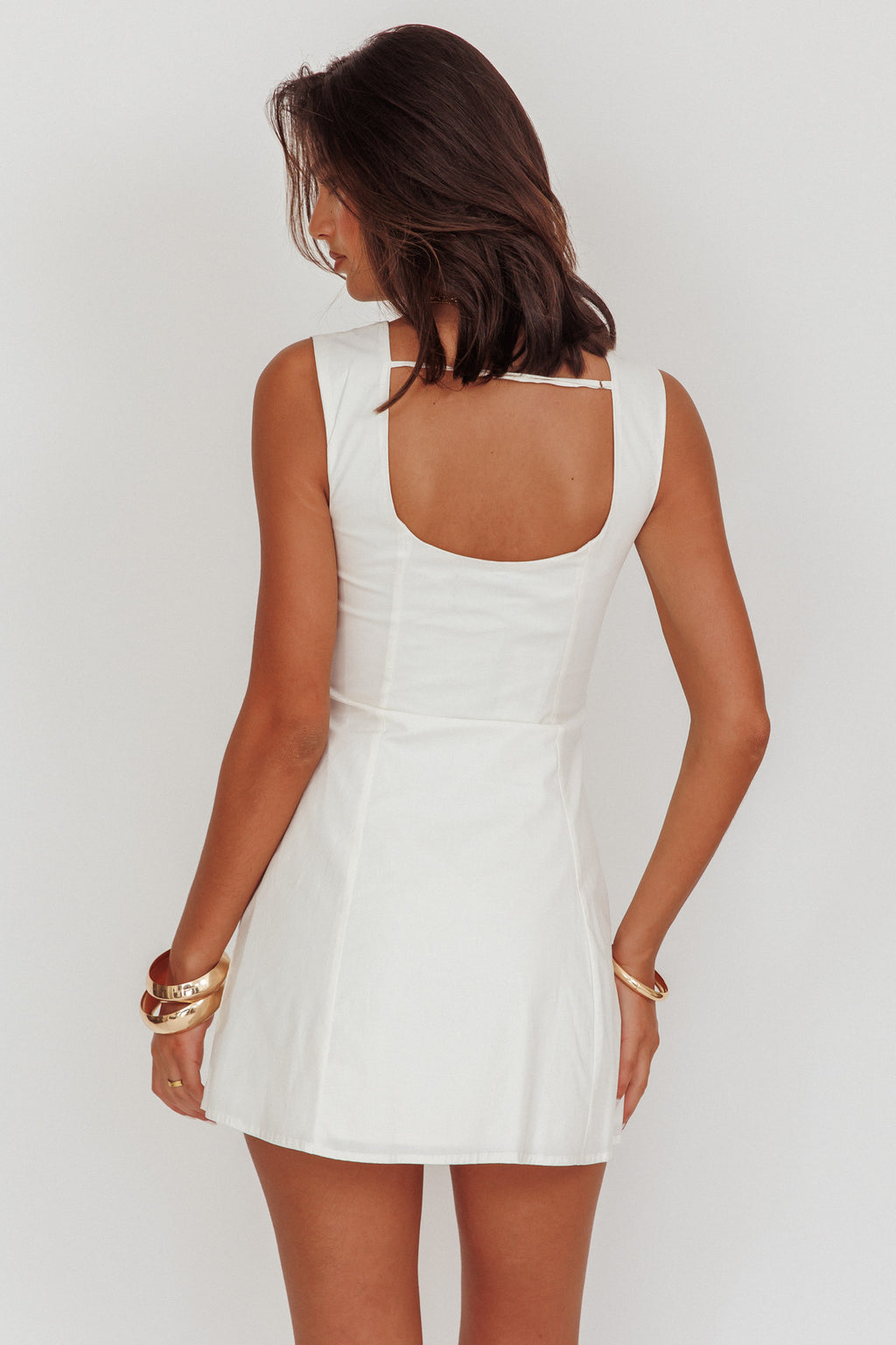 High Tide Buttoned Textured Mini Dress White by Selfie Leslie Australia
