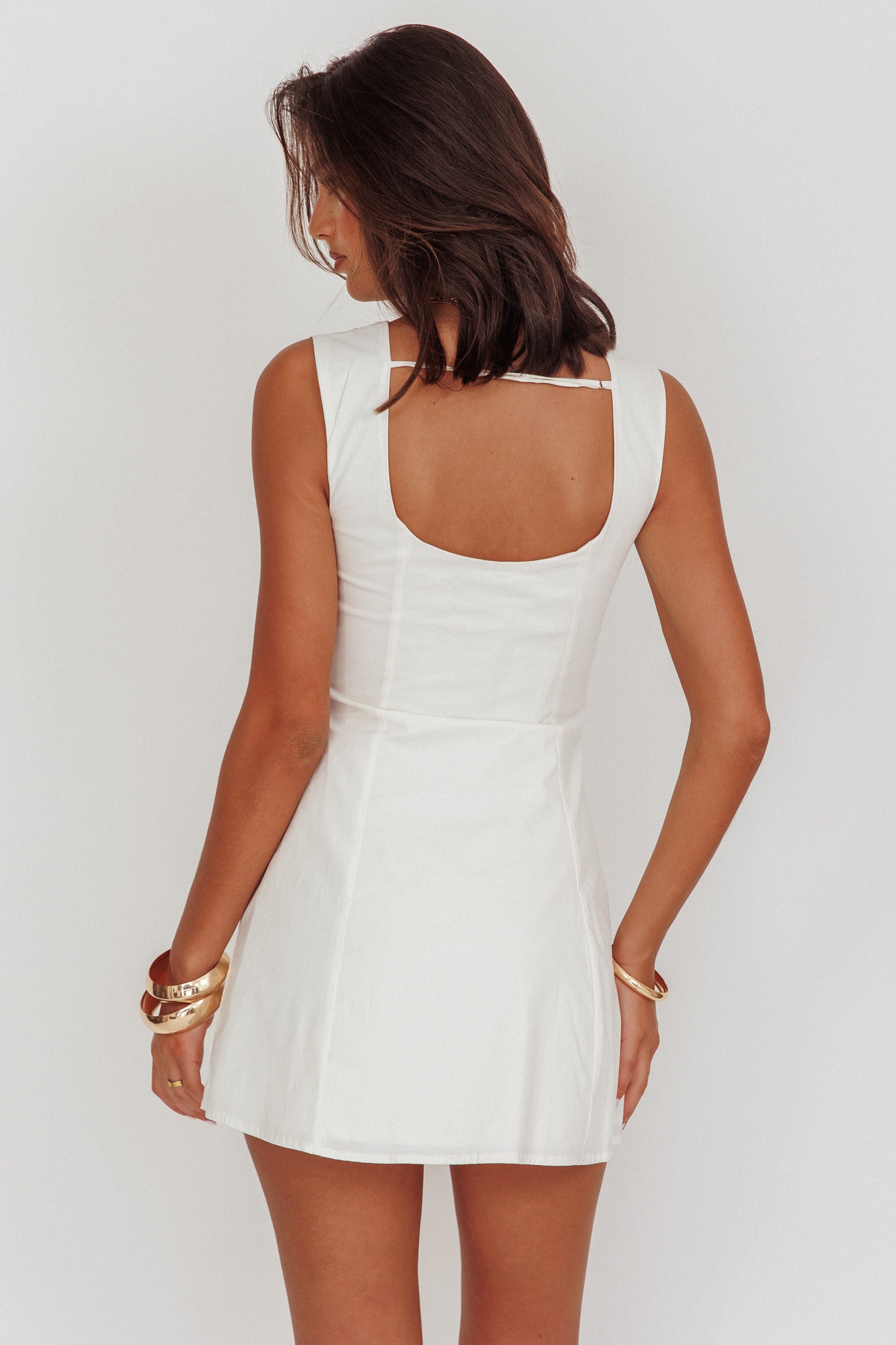 High Tide Buttoned Textured Mini Dress White by Selfie Leslie Australia