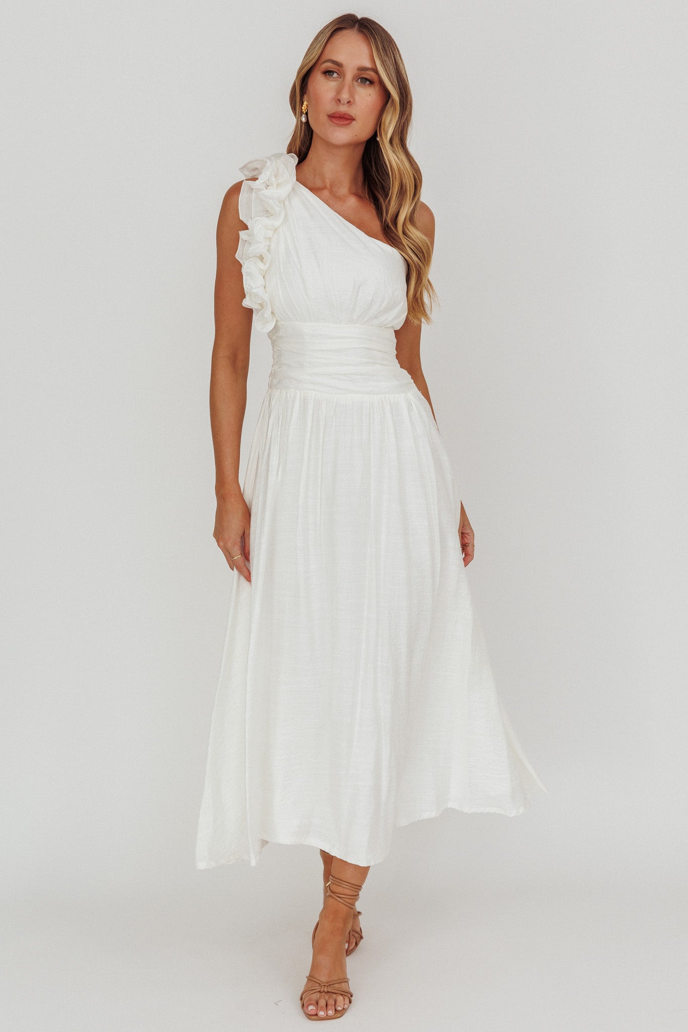 Antheia One-Shoulder Maxi Dress White by Selfie Leslie Australia