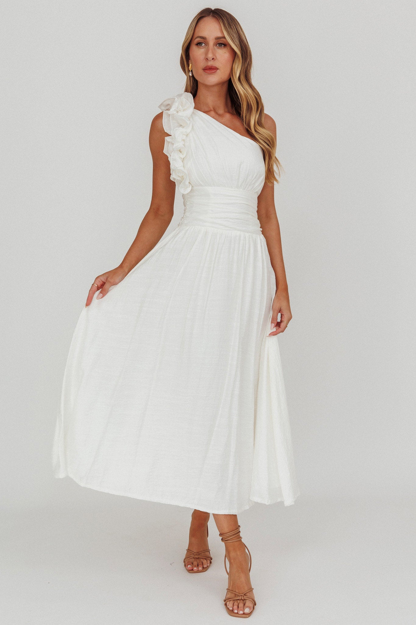 Antheia One-Shoulder Maxi Dress White by Selfie Leslie Australia