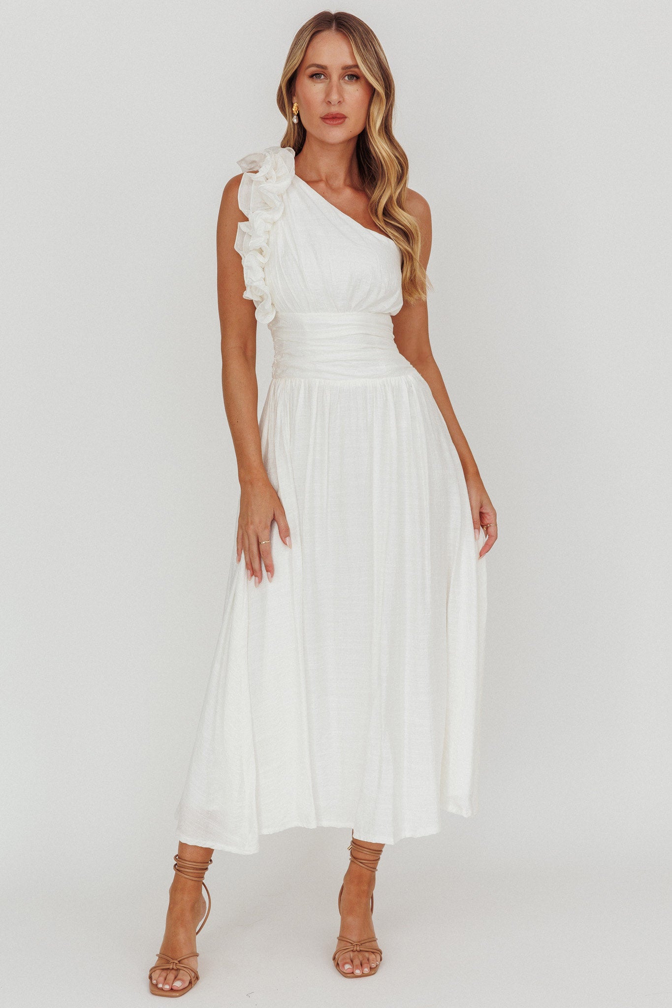 Antheia One-Shoulder Maxi Dress White by Selfie Leslie Australia