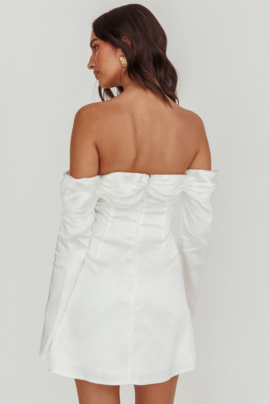Lilith Off Shoulder Bow Mini Dress White by Selfie Leslie Australia