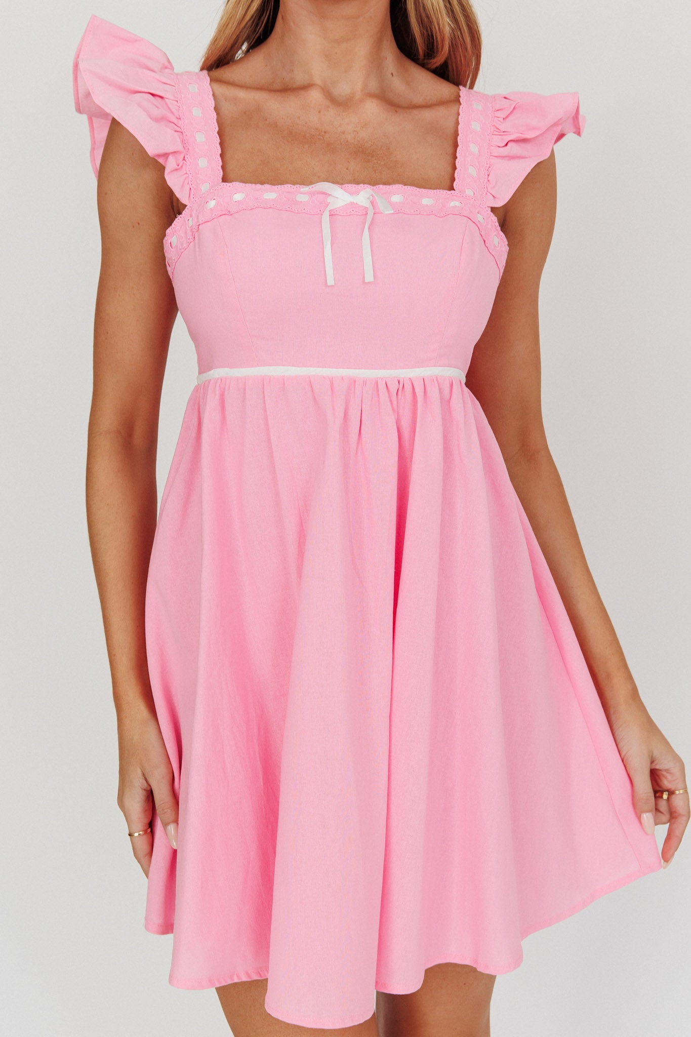 Angels Harp Babydoll Mini Dress Light Pink by Selfie Leslie Australia