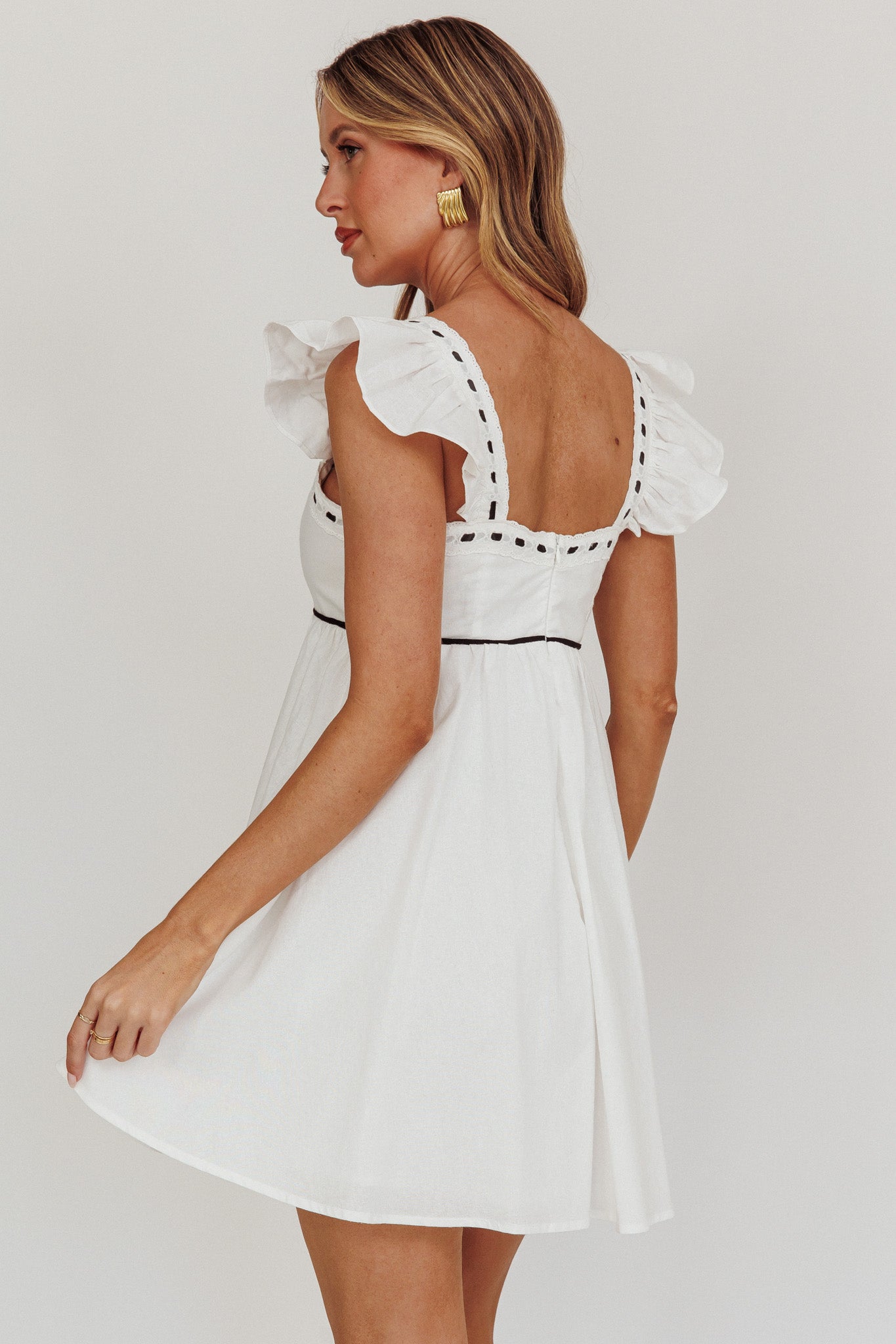 Angels Harp Babydoll Mini Dress White by Selfie Leslie Australia