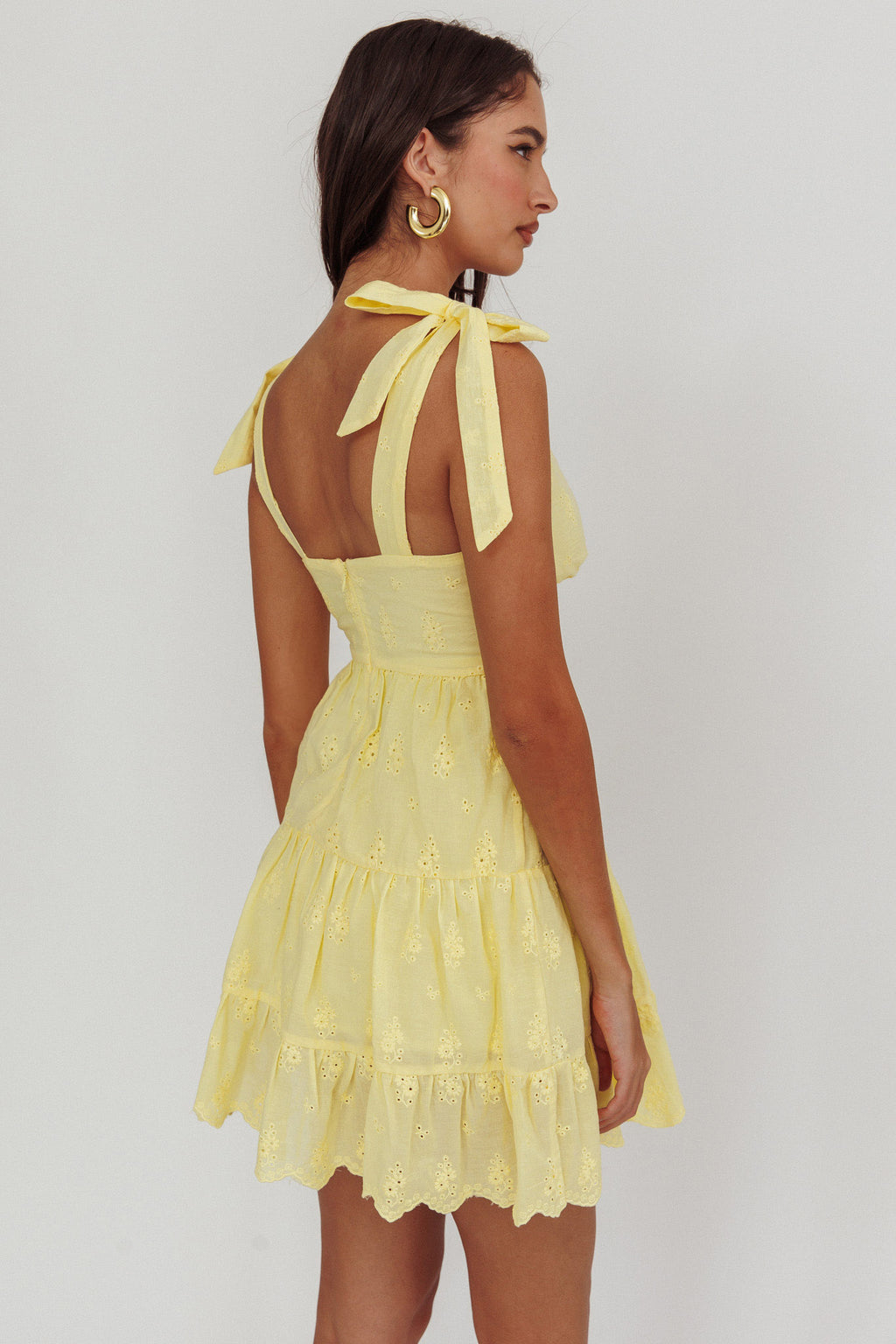 Ardent Tied Shoulder Mini Dress Lemon by Selfie Leslie Australia