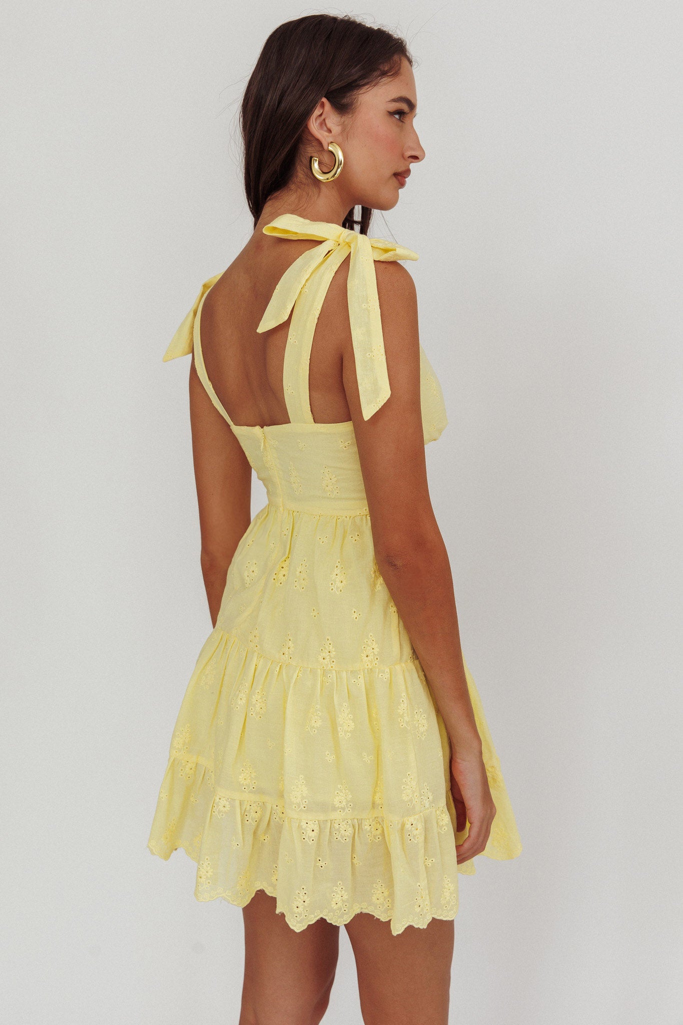 Ardent Tied Shoulder Mini Dress Lemon by Selfie Leslie Australia