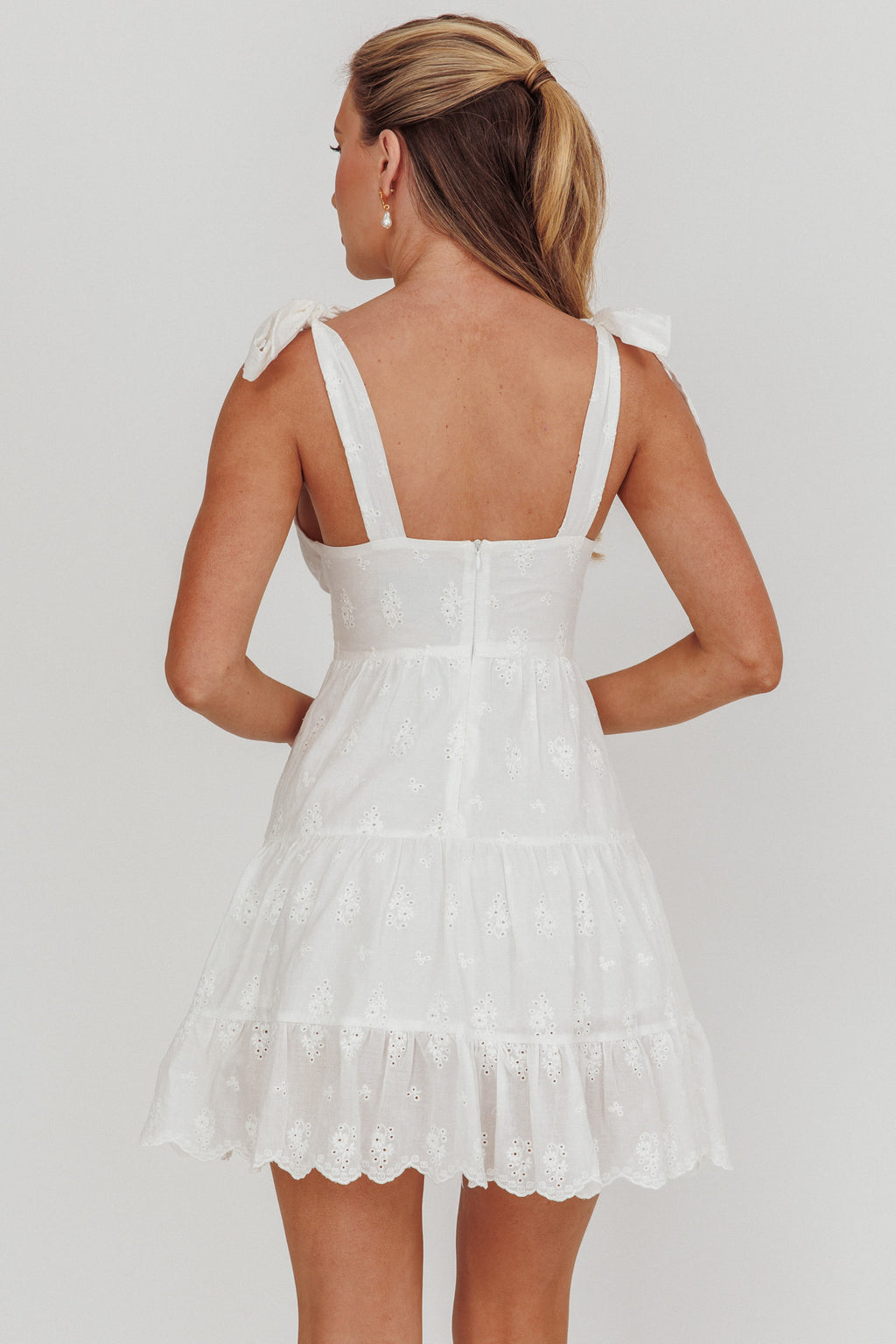 Ardent Tied Shoulder Mini Dress White by Selfie Leslie Australia