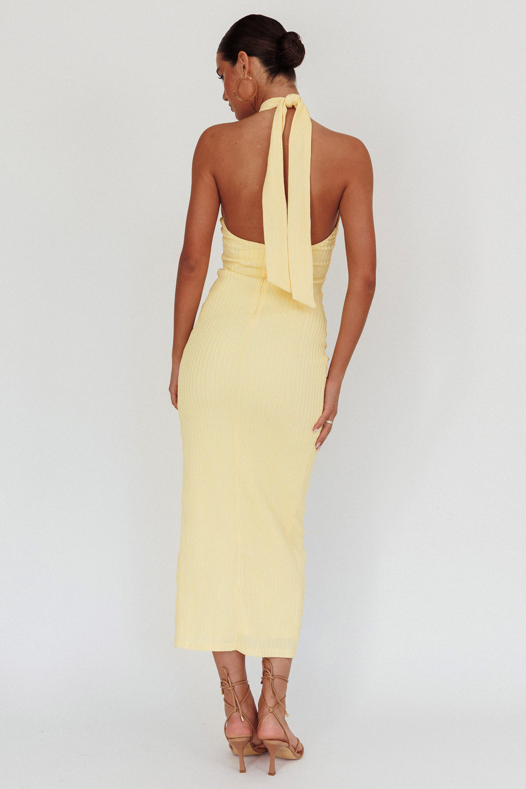 Oracle Halterneck Midi Dress Lemon by Selfie Leslie Australia