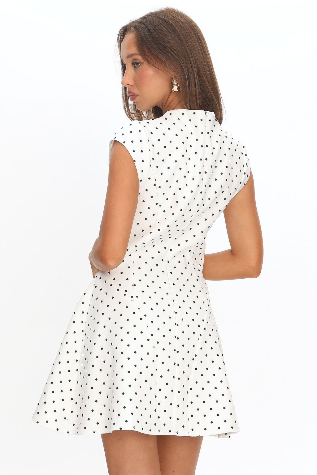 Aristos Cap Sleeve Mini Dress Polka Dot White by Selfie Leslie Australia