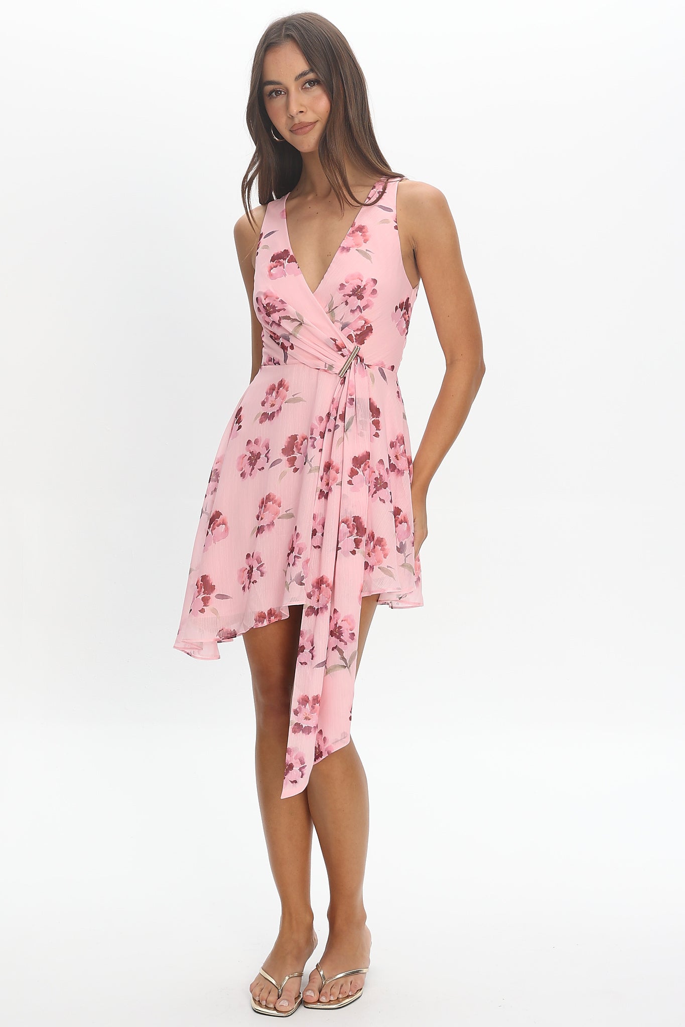 Riviera Nights Wrap Mini Dress Burgundy