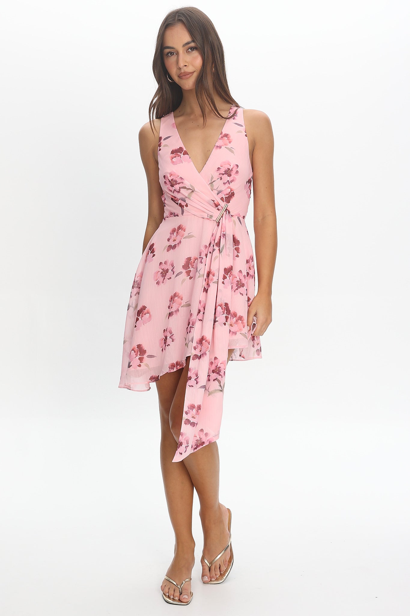 Riviera Nights Wrap Mini Dress Burgundy
