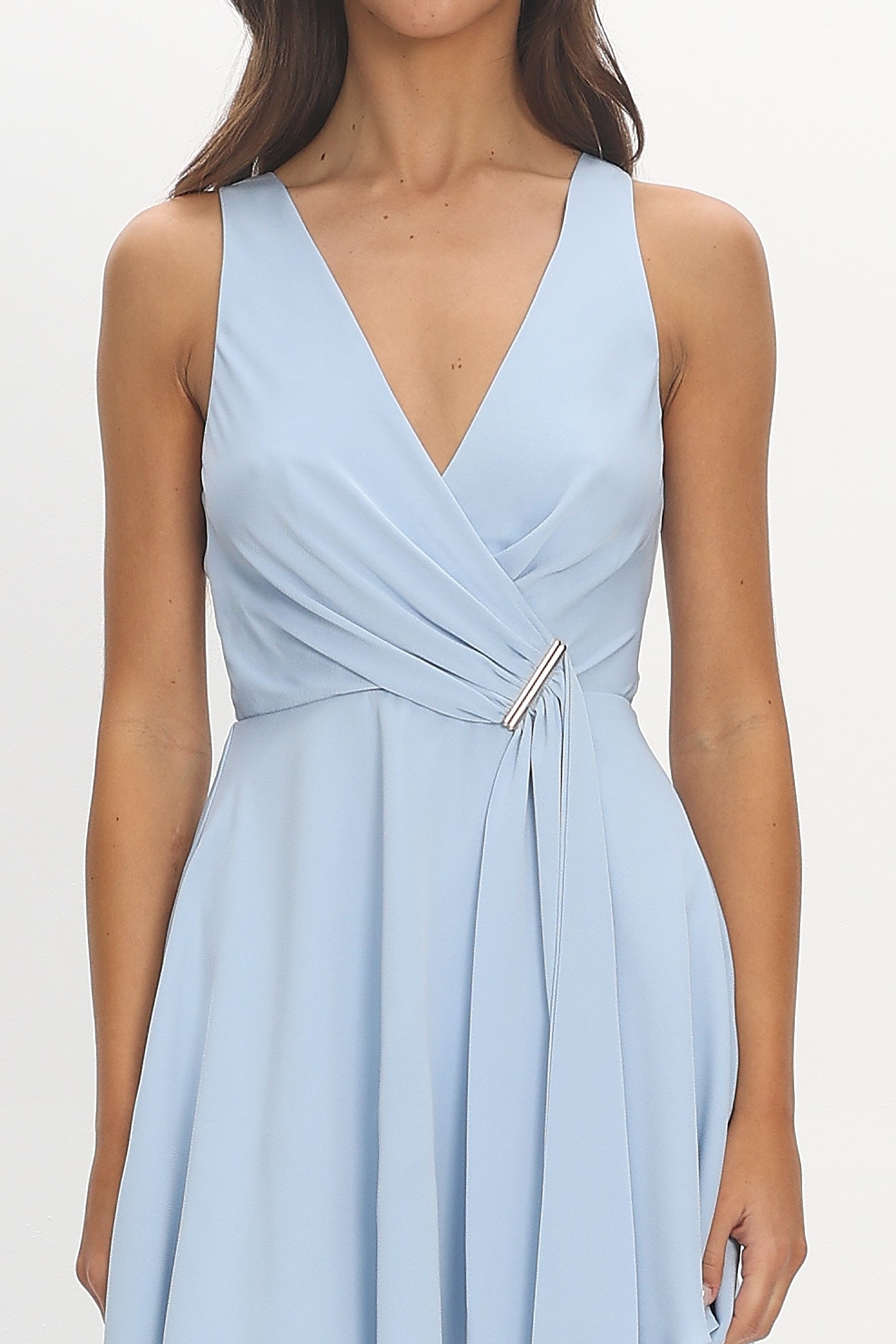 Riviera Nights Wrap Mini Dress Baby Blue