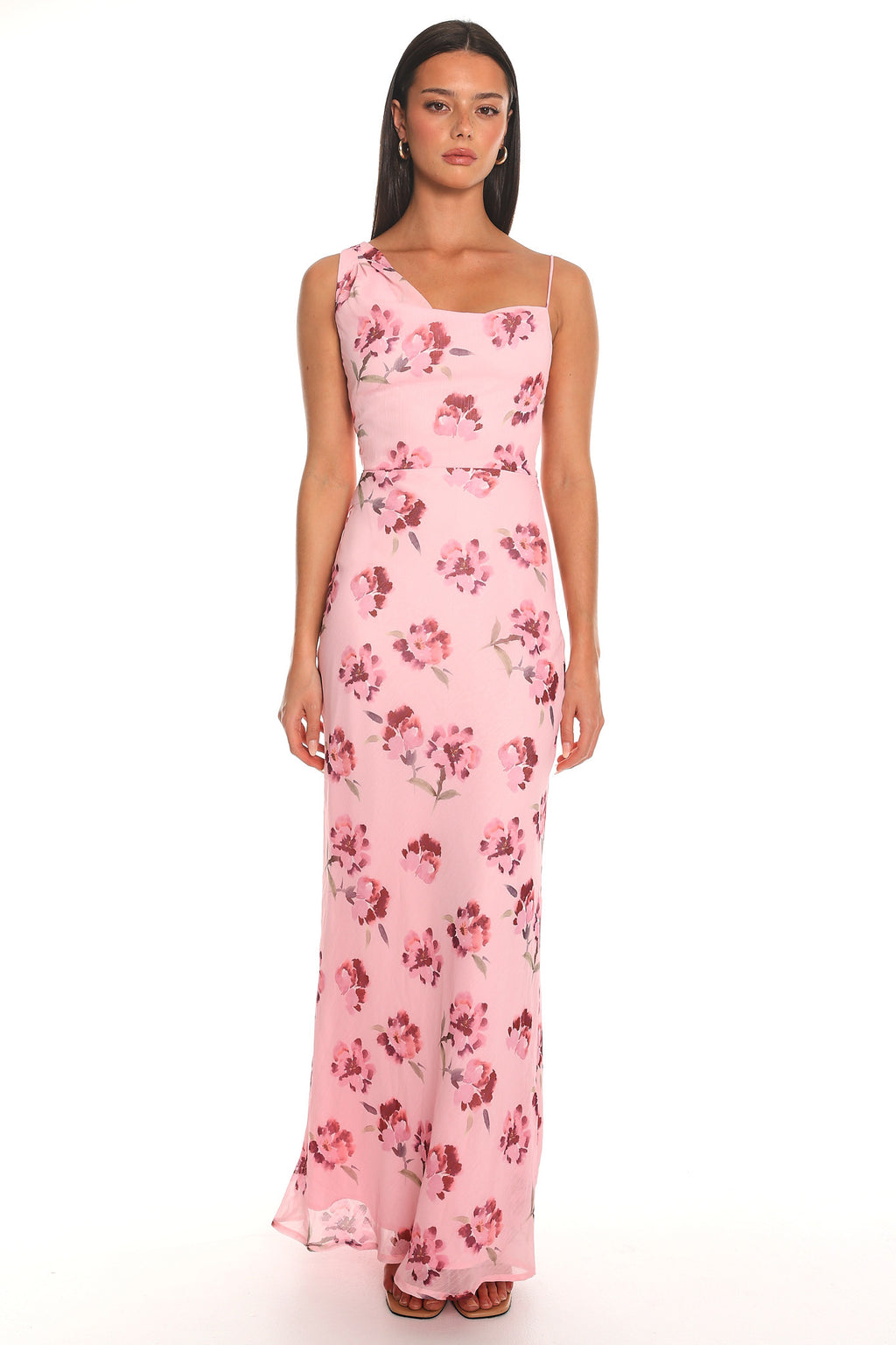 Sleeked Down Asymmetric Maxi Dress Burgundy