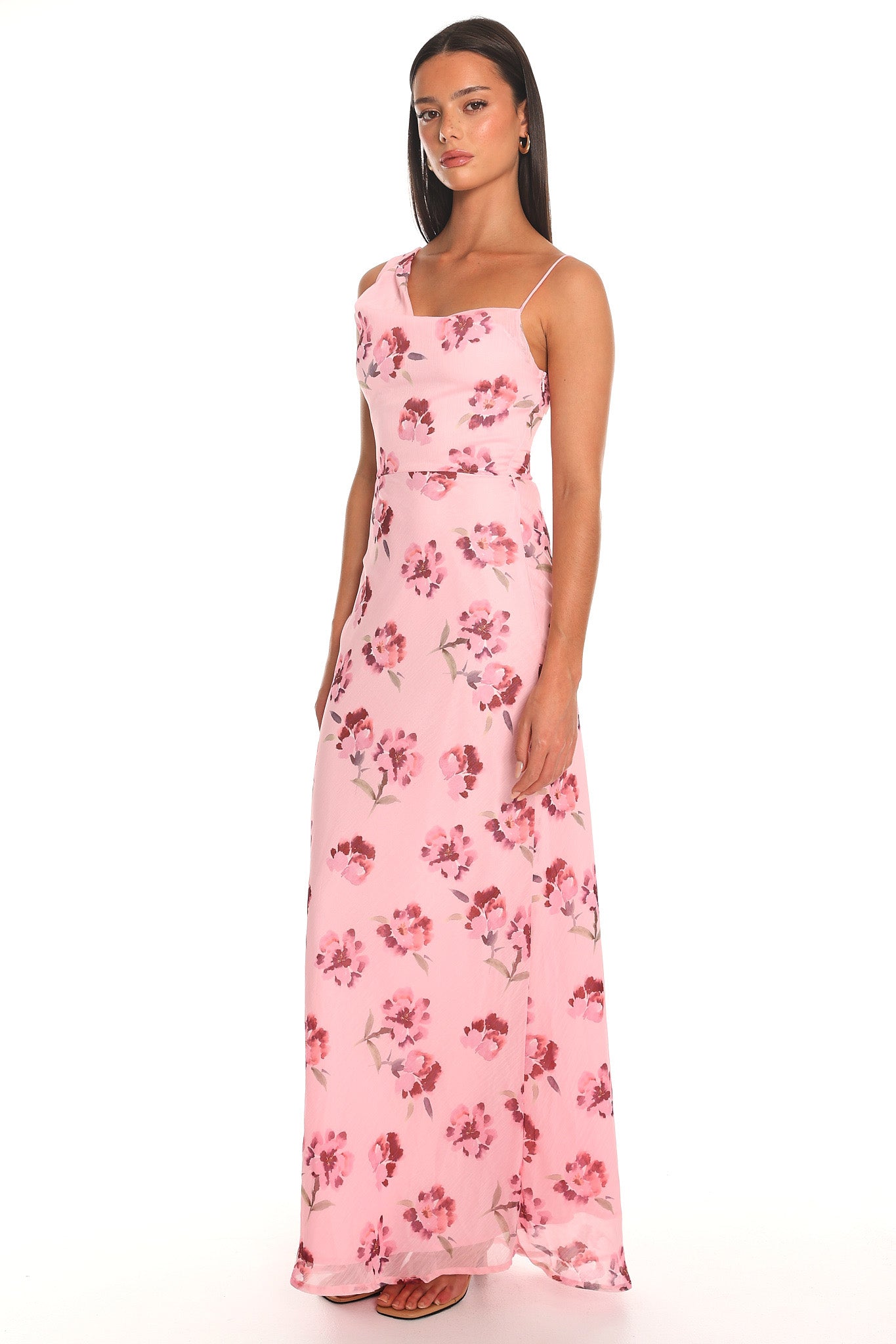 Sleeked Down Asymmetric Maxi Dress Burgundy