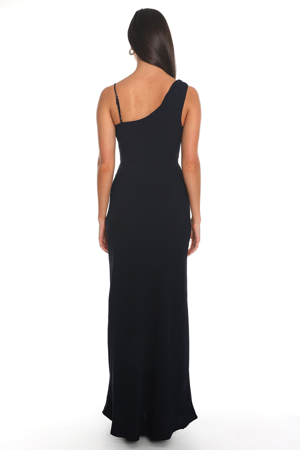 Sleeked Down Asymmetric Maxi Dress Navy