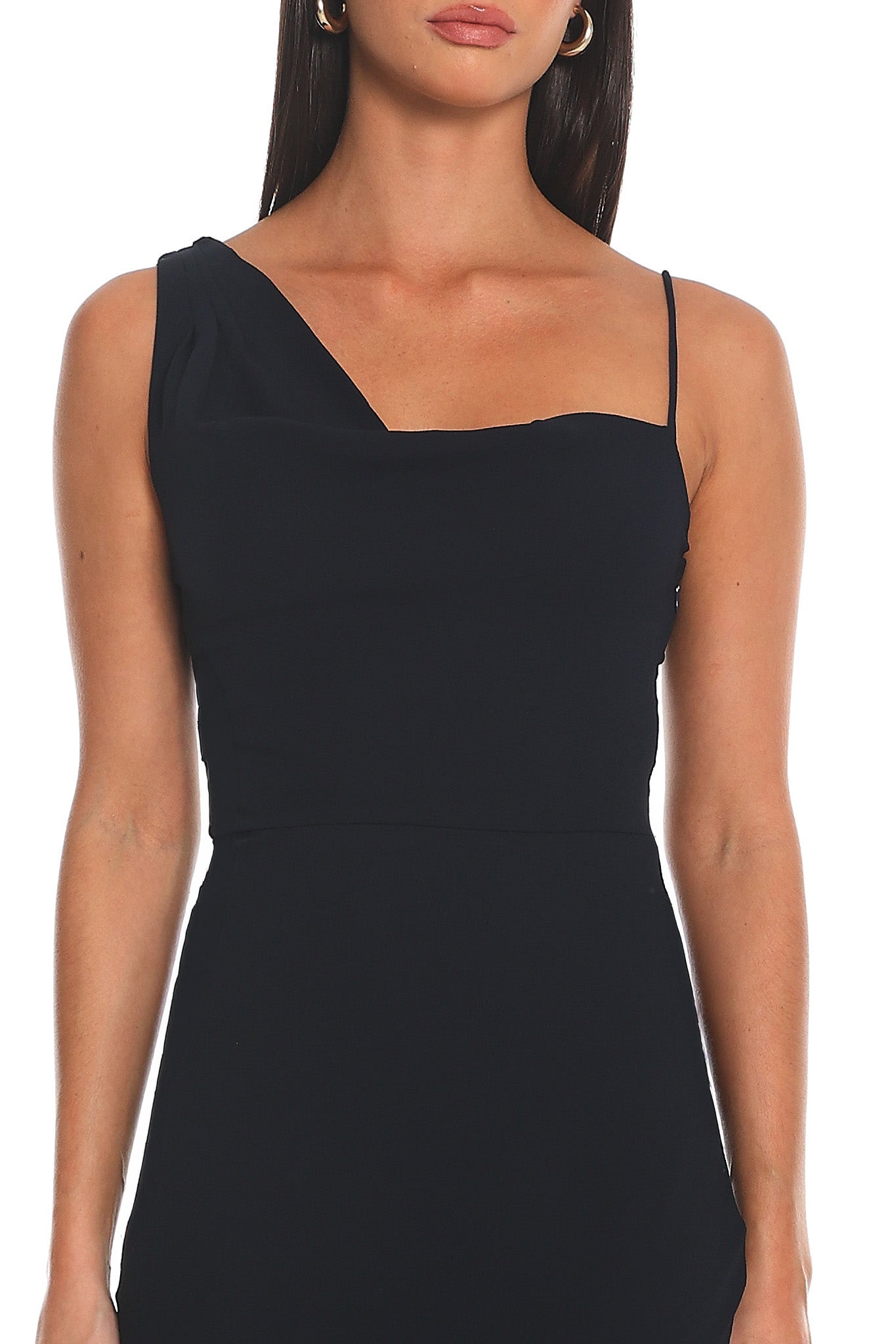 Sleeked Down Asymmetric Maxi Dress Navy