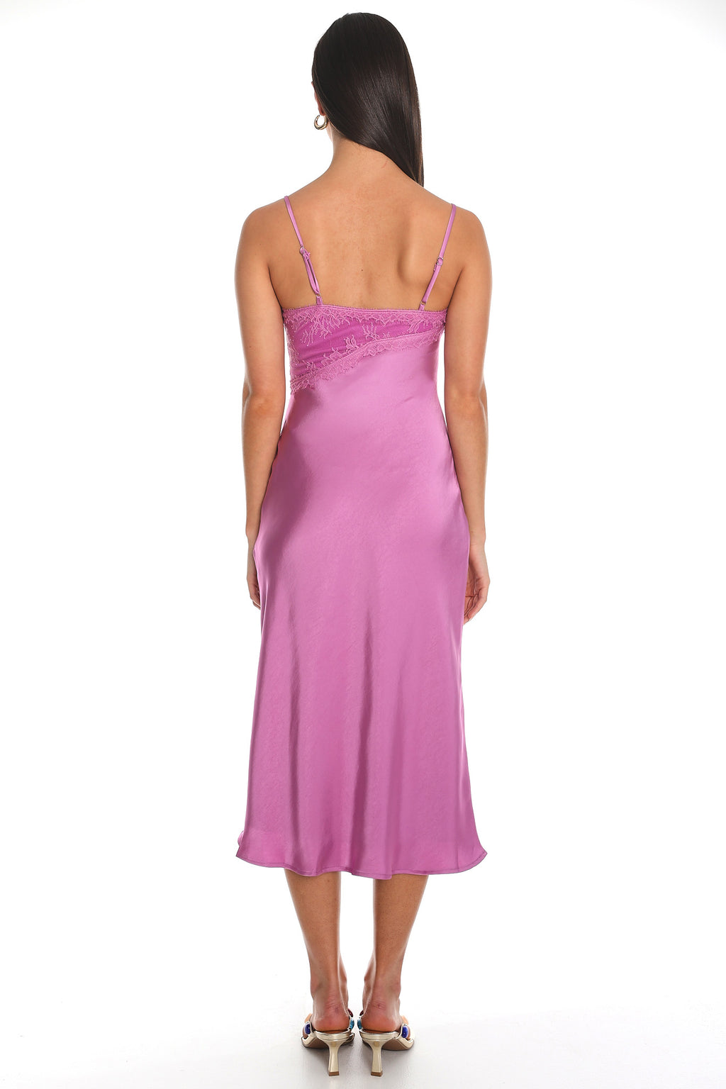 Noir Silk Lace-Inset Slip Dress Mauve