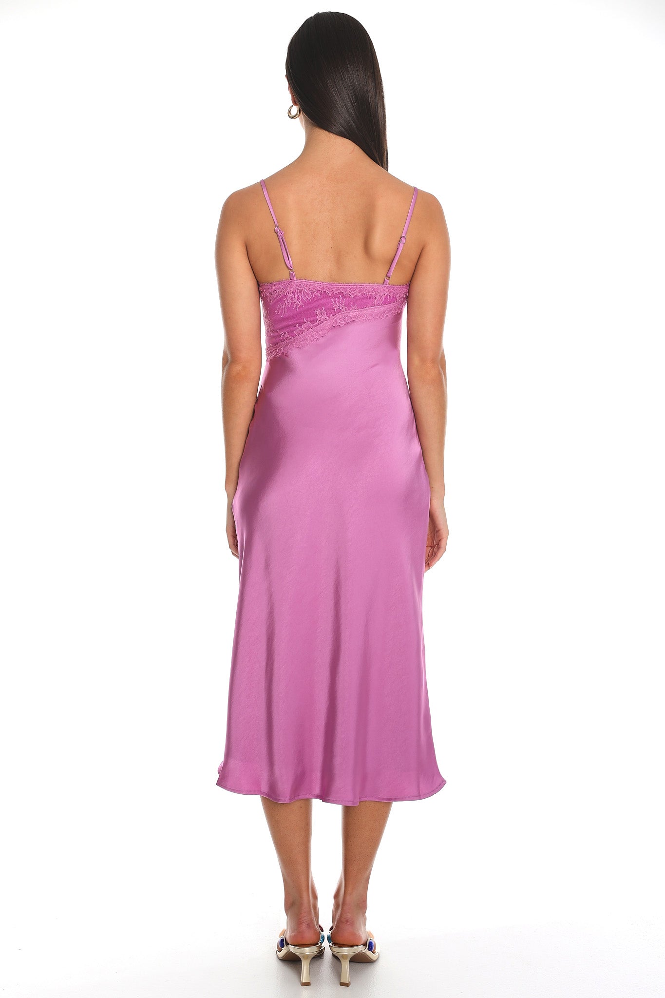 Noir Silk Lace-Inset Slip Dress Mauve
