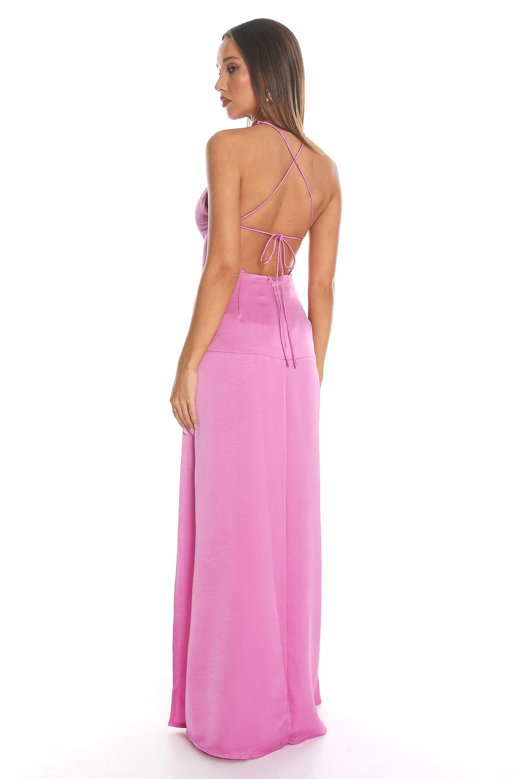 Shani Crisscross Tie-Back Slit Maxi Dress Mauve
