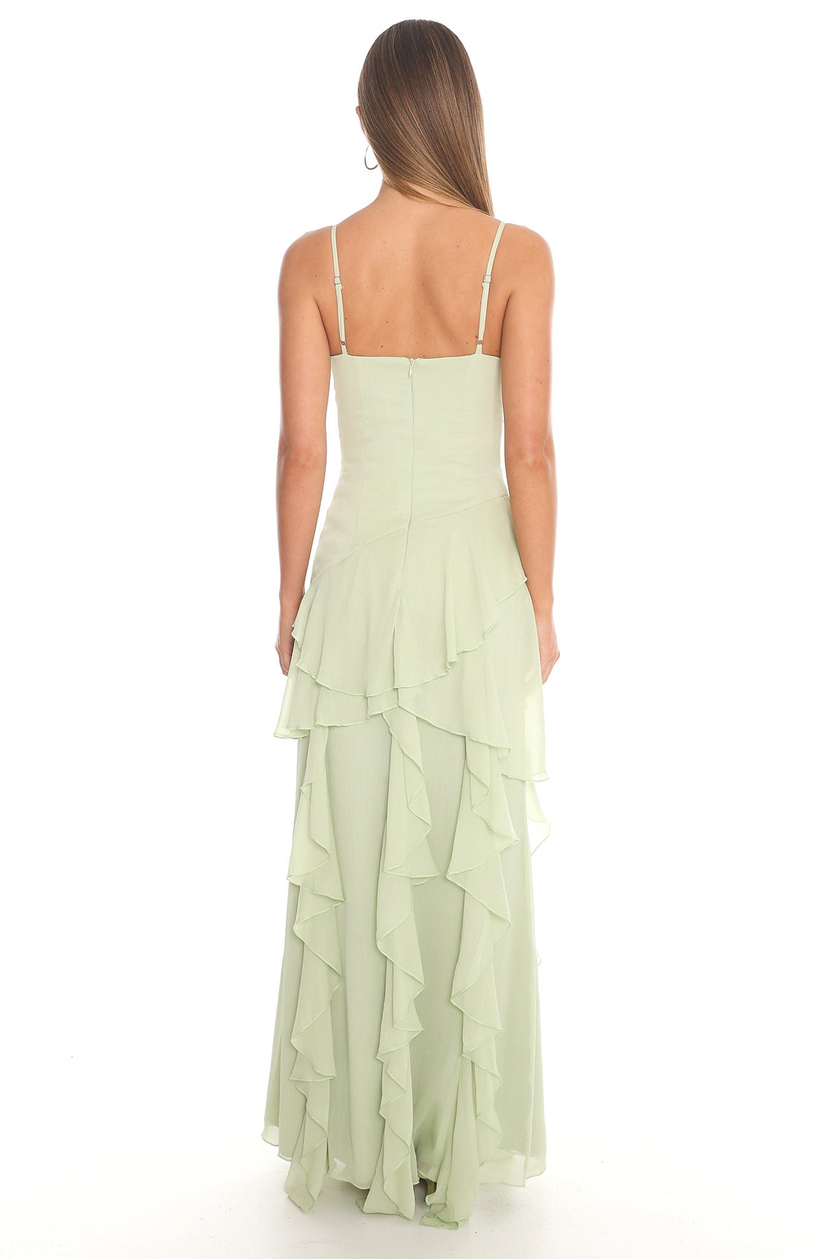 Cleodana Ruffle Maxi Dress Sage