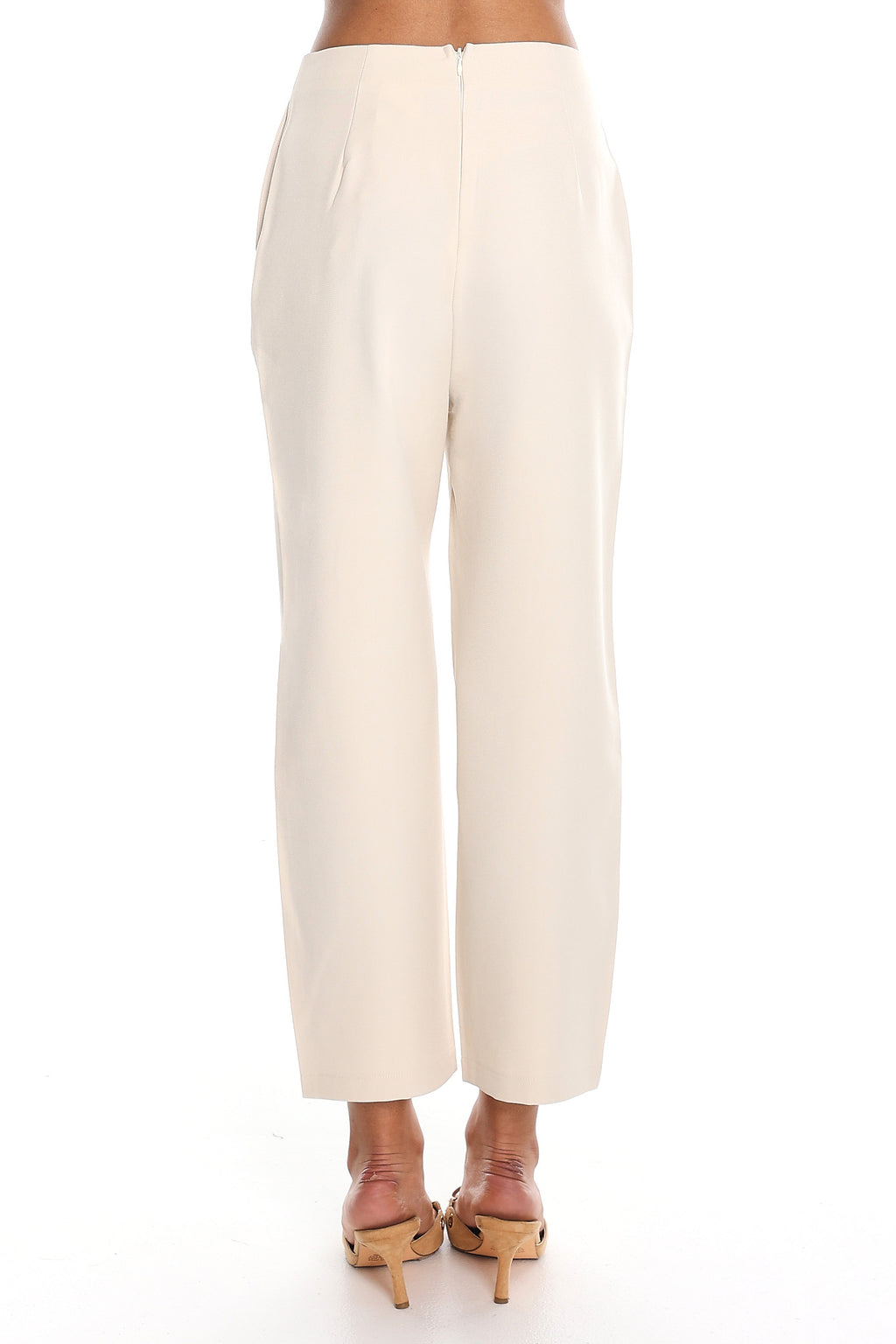 Downtown Girl Button-Front Cropped Trousers Cream