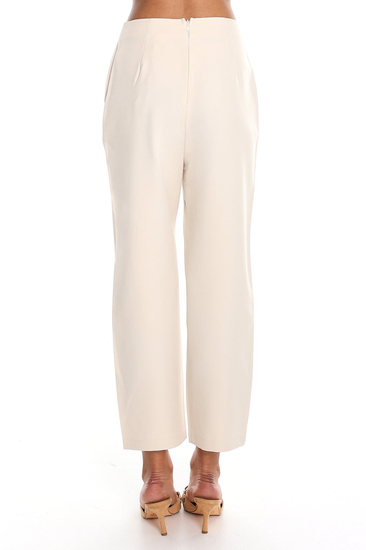 Downtown Girl Button-Front Cropped Trousers Cream