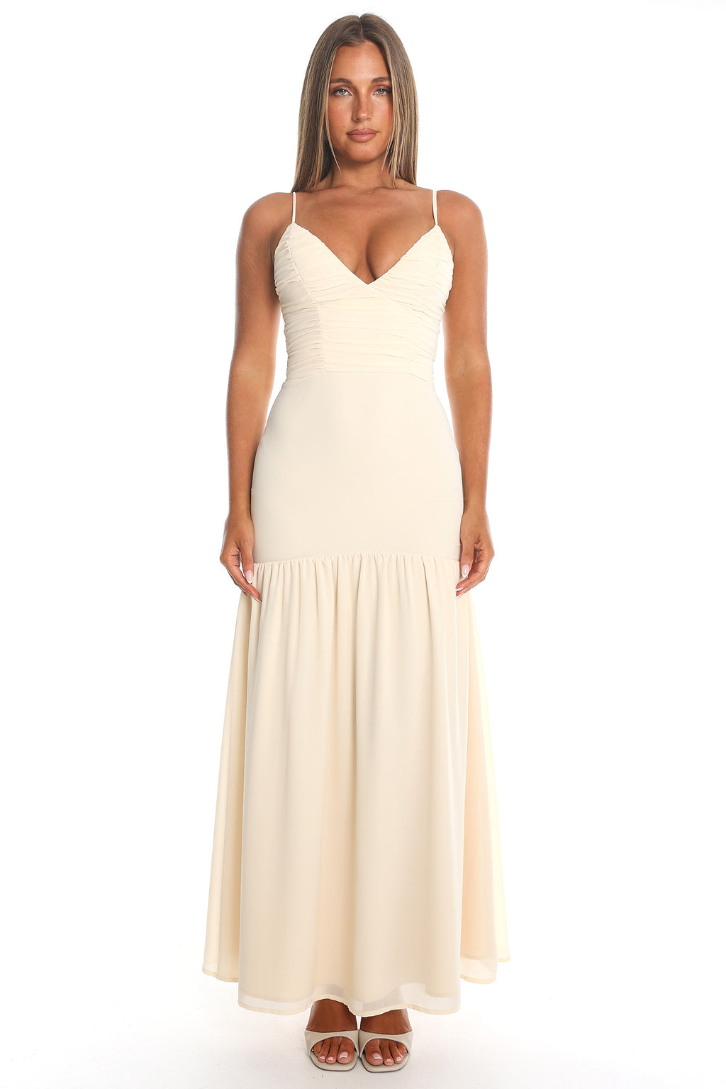 Seaside Vows Ruched Maxi Dress Yellow