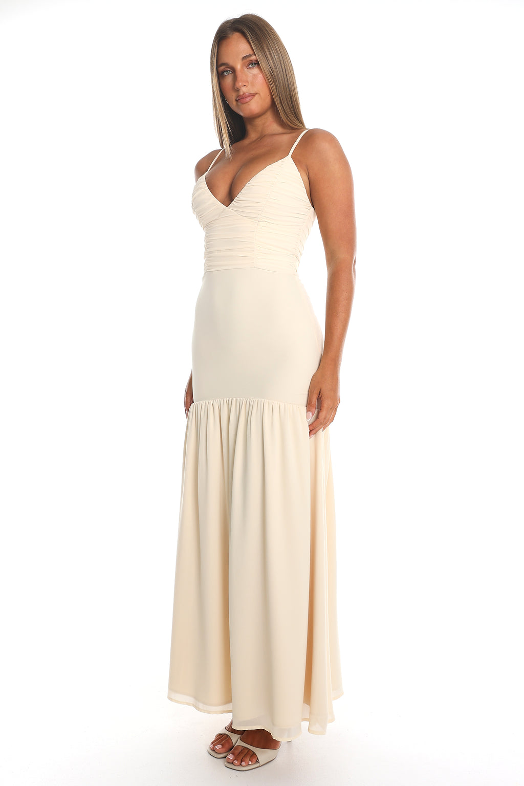 Seaside Vows Ruched Maxi Dress Yellow