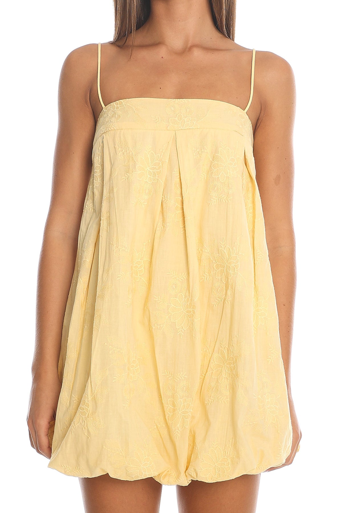 Jasminda Embroidered Mini Dress Yellow