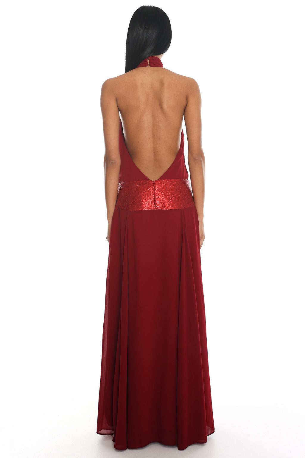 Celestial Wave Halter Maxi Dress Cherry by Selfie Leslie Australia