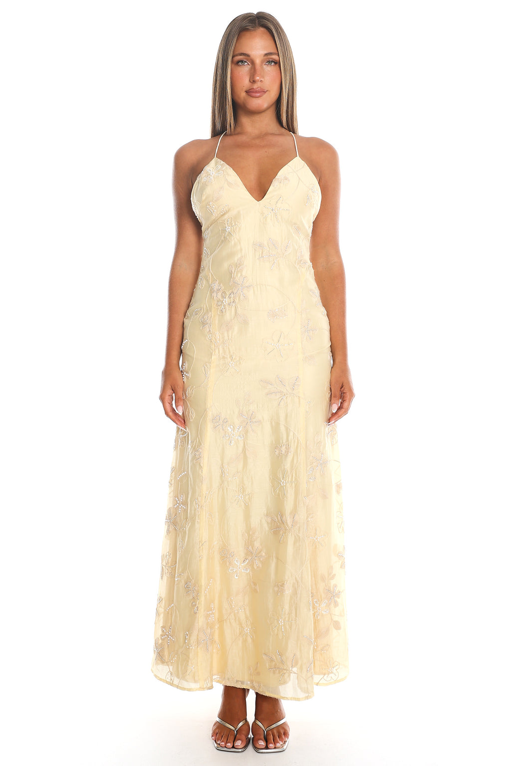 Libertine Beaded Maxi Dress Yellow