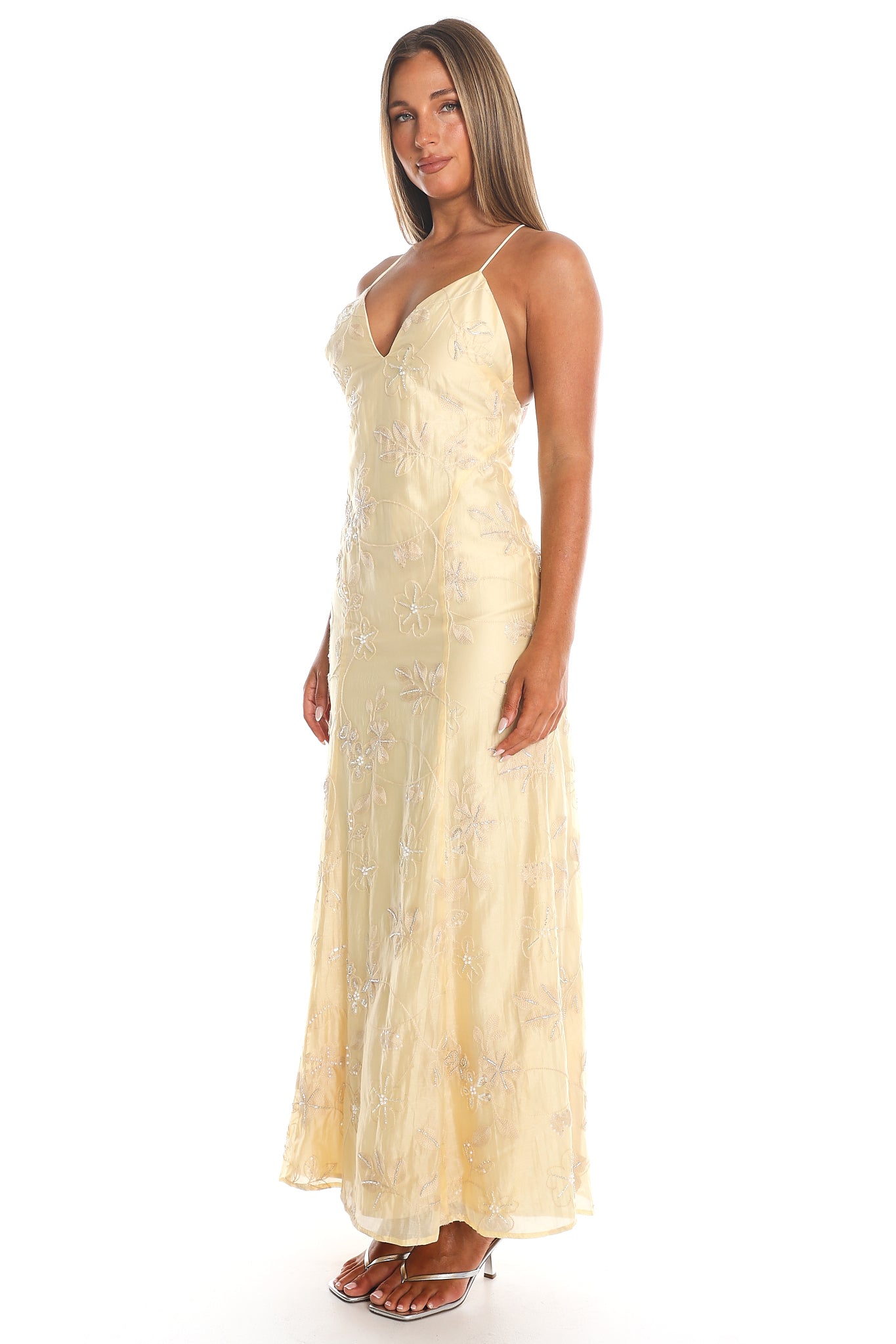Libertine Beaded Maxi Dress Yellow