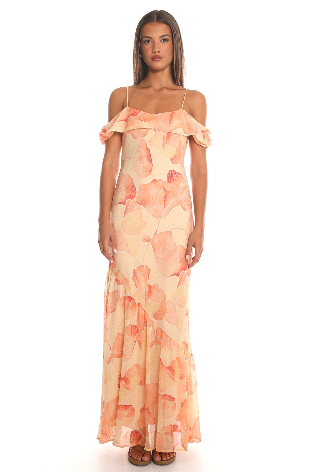 Costa Vera Off-Shoulder Maxi Dress Peach