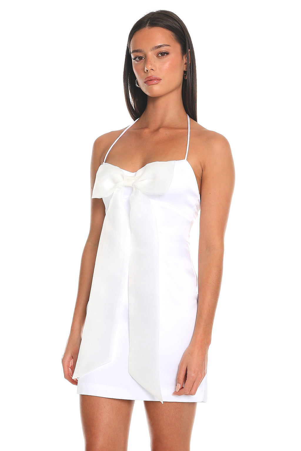 Love Me Not Bow Mini Dress Off White