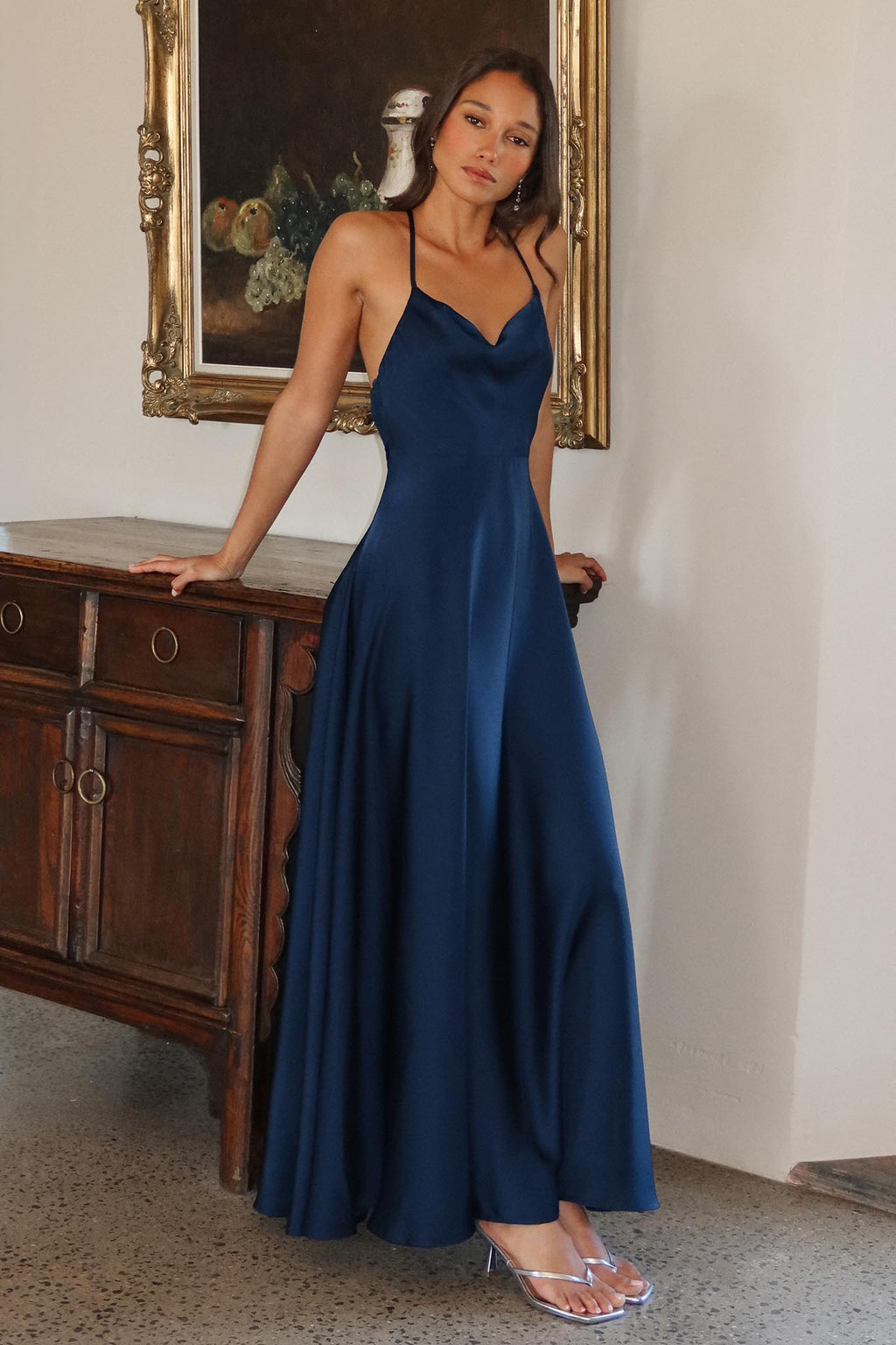 Andreis Cowl Neck Maxi Dress Navy by Selfie Leslie Australia