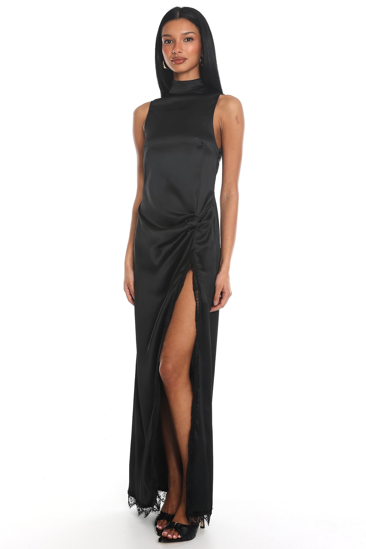 Stolen Whisper Satin Maxi Dress Black