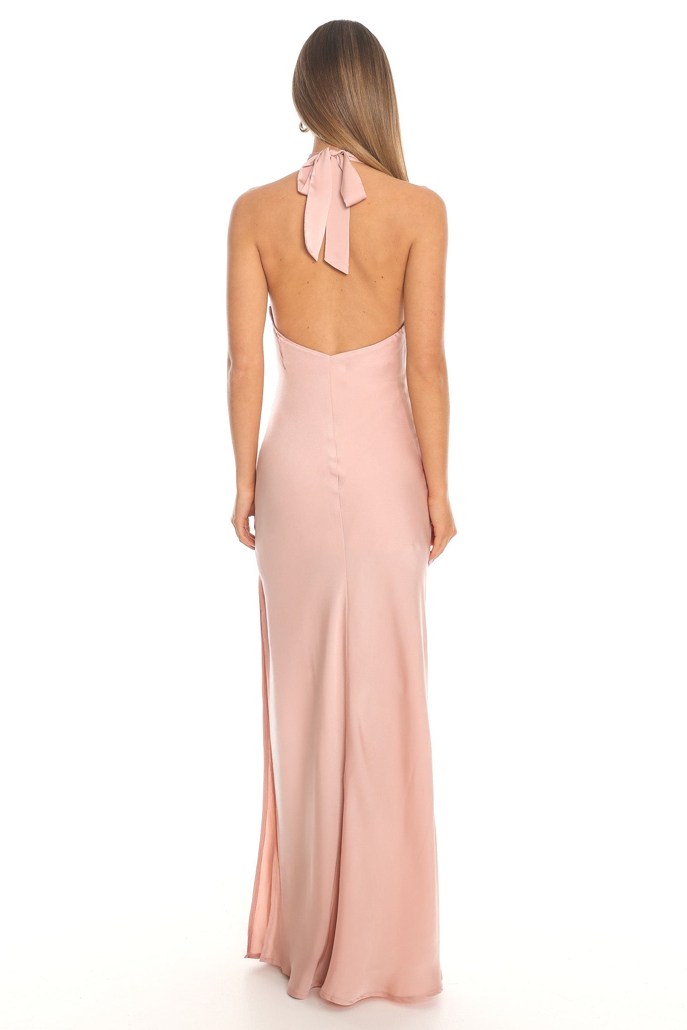 Opallite Silk Cowl Halter Maxi Dress Blush Pink