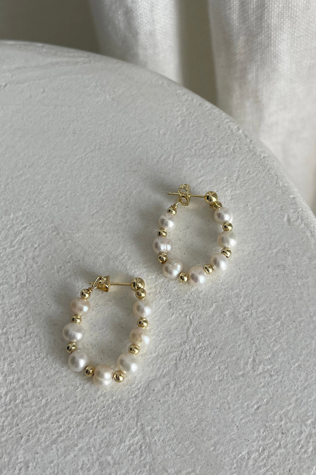 Dream Time Pearl Hoop Earrings Gold by Selfie Leslie Australia