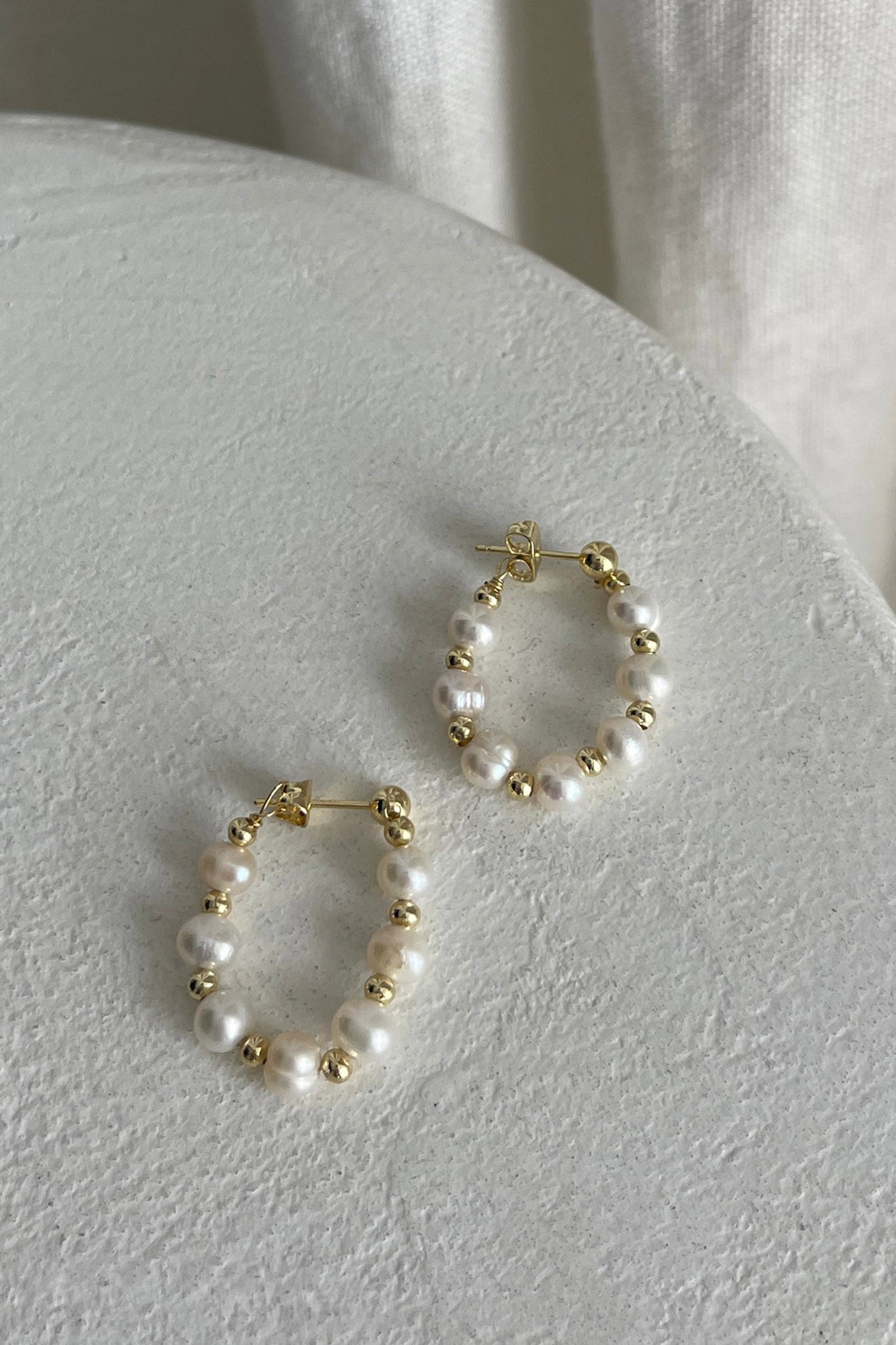 Dream Time Pearl Hoop Earrings Gold by Selfie Leslie Australia