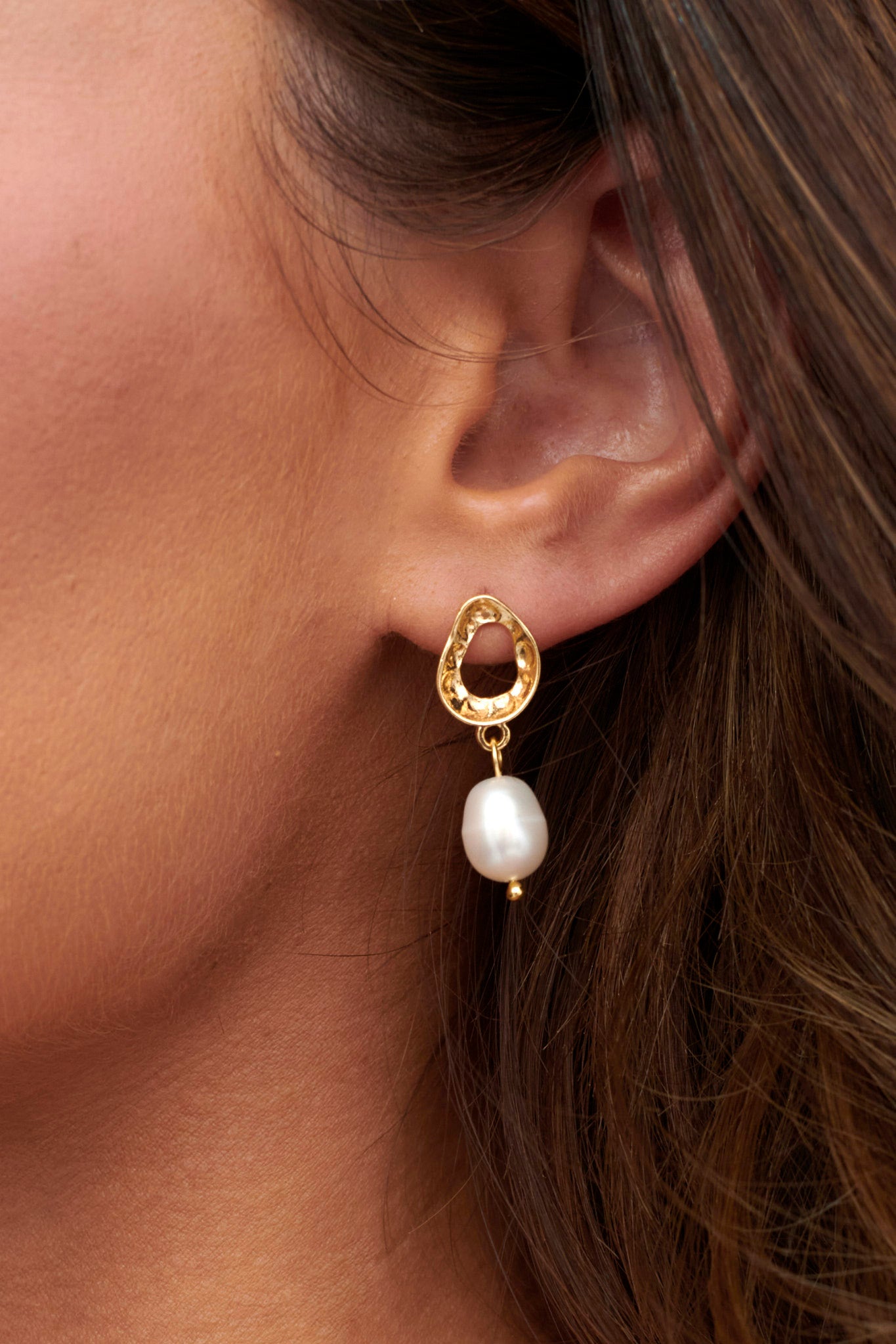 First Love Pearl Drop Earrings Gold by Selfie Leslie Australia