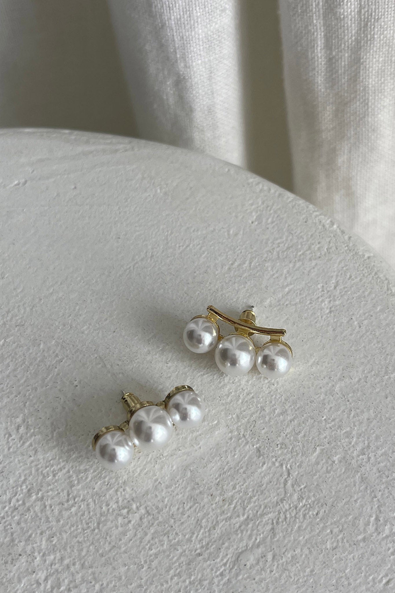Eva Three Pearl Earrings Gold by Selfie Leslie Australia