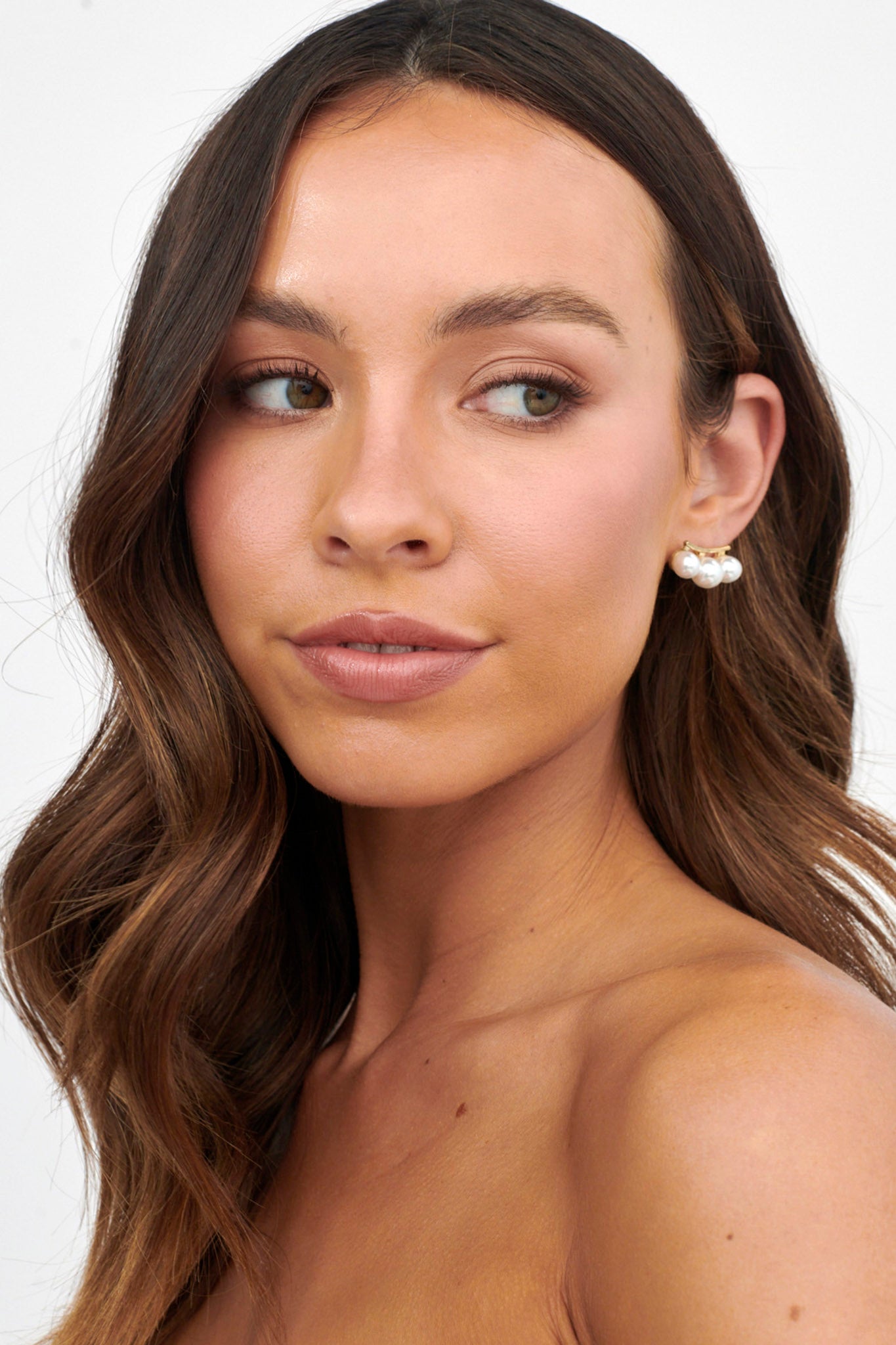 Eva Three Pearl Earrings Gold by Selfie Leslie Australia