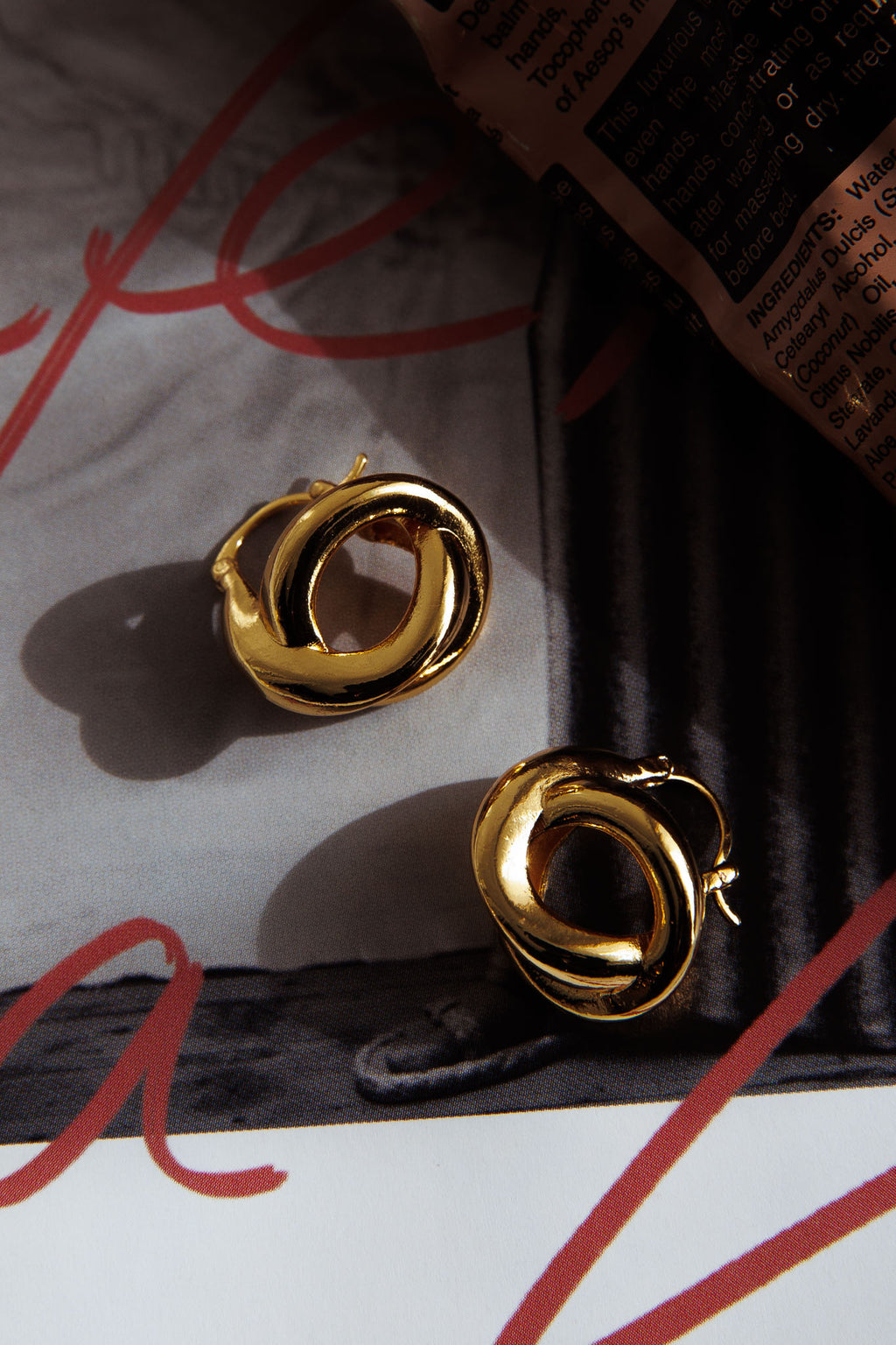 Jetset Cross Hoop Earrings Gold by Selfie Leslie Australia