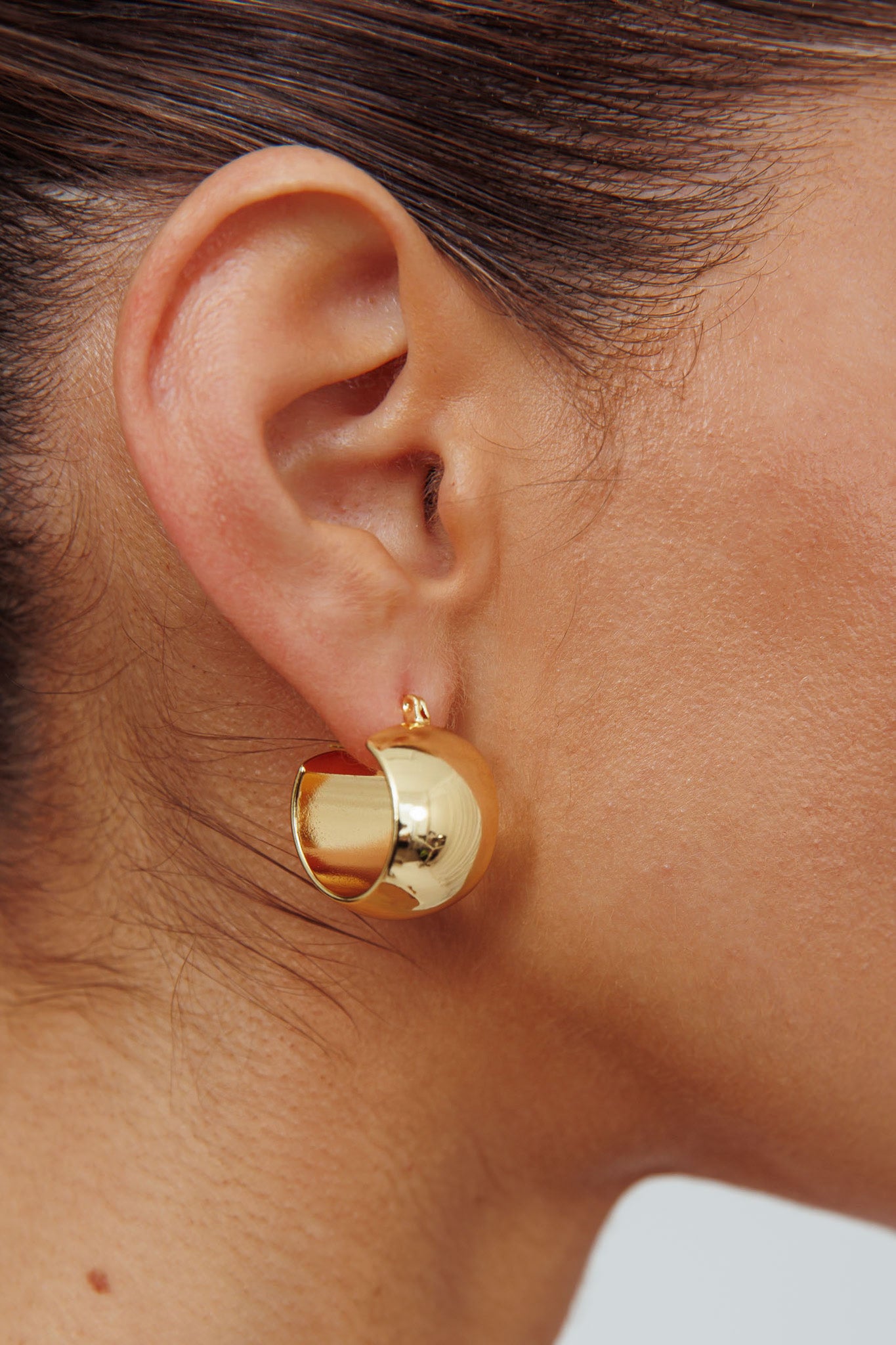 Ami Chunky Wide Hoop Earrings Gold by Selfie Leslie Australia